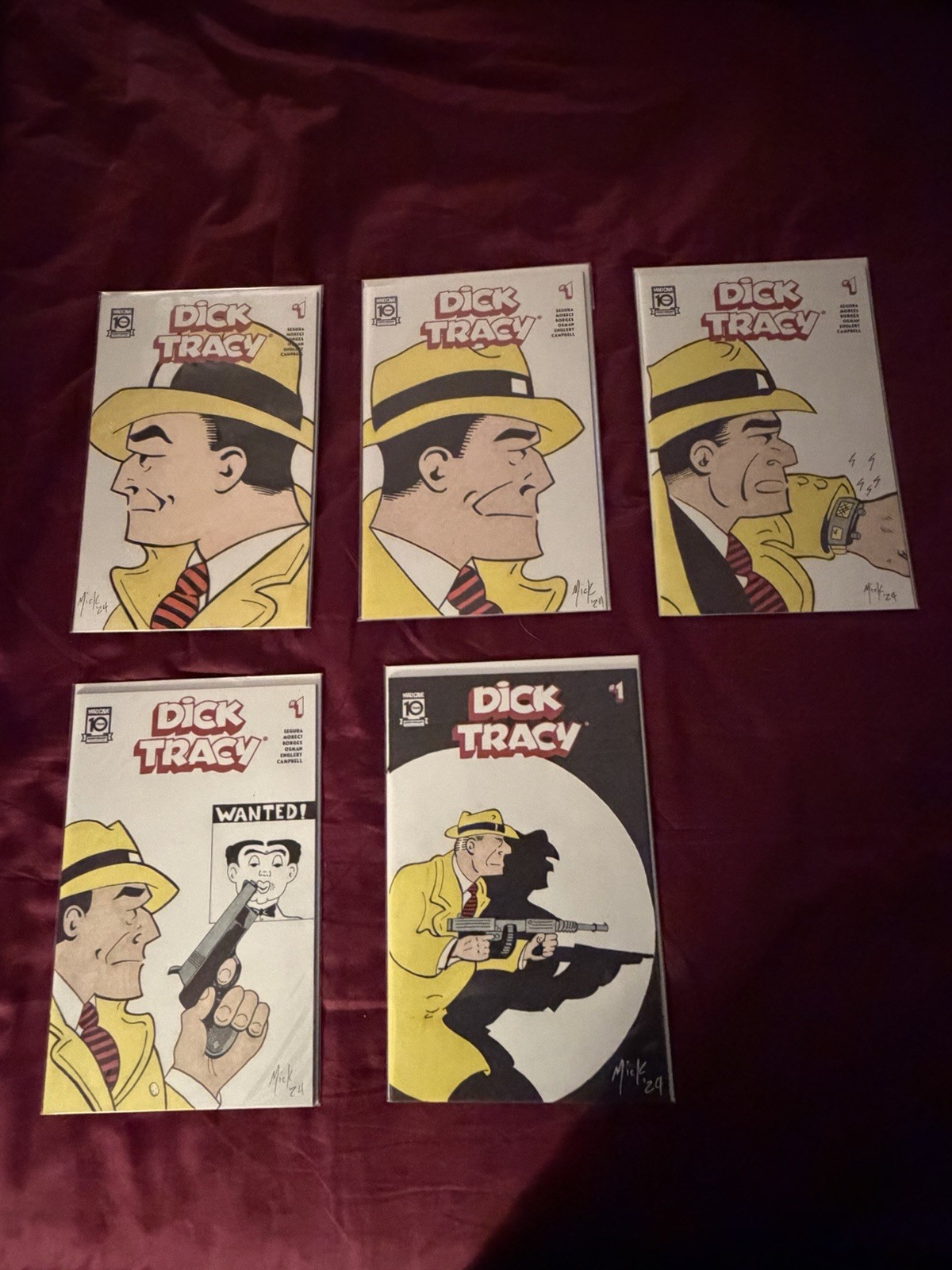 Dick Tracy #1 Mad Cave Studios Comics Original Sketch Cover Lot Of 5