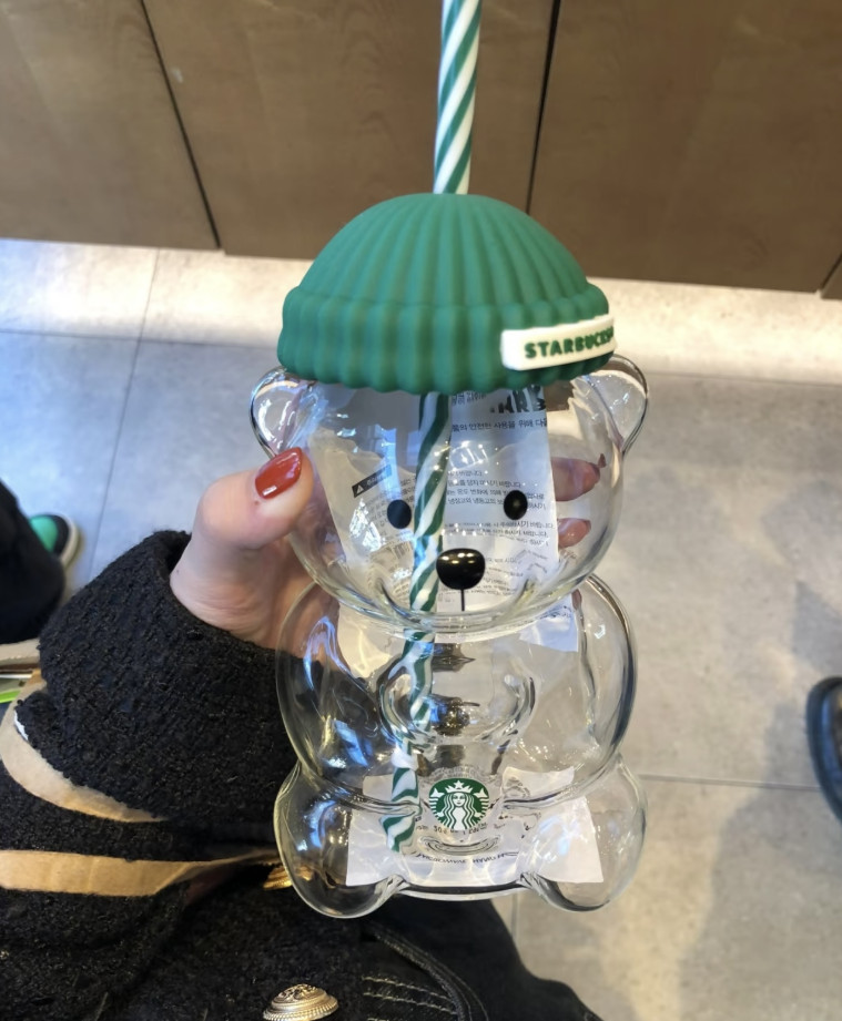Starbucks Teddy Bear Barista Green Hat Glass Cold Cup 20oz USA 2026 Collectible Starbucks Teddy Bear Barista Green Hat Glass Cold Cup 20oz USA 2026 Collectible