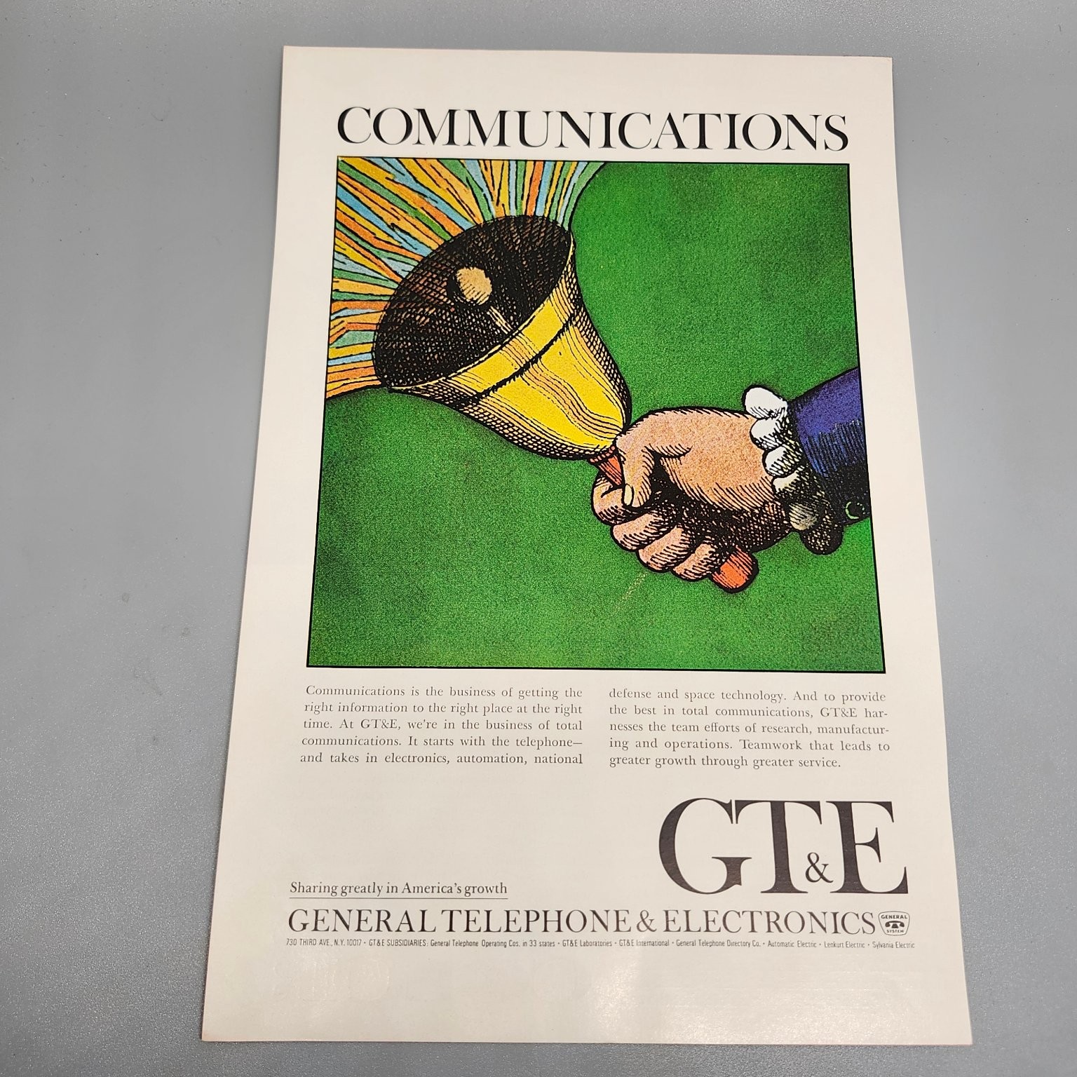 GTE Communications Magazine Ad 1960s Psychedelic Pop Art GTE Communications Magazine Ad 1960s Psychedelic Pop Art