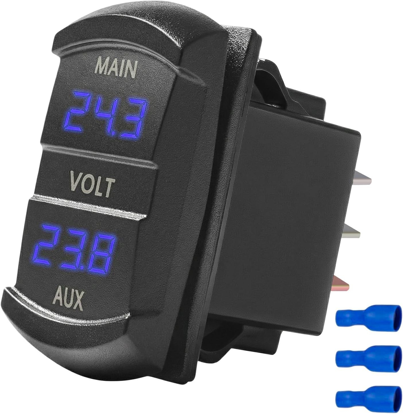 LED Digital Panel Double Voltmeter, 10V-60V Rocker Switch Style Dual Voltage LED Digital Panel Double Voltmeter, 10V-60V Rocker Switch Style Dual Voltage