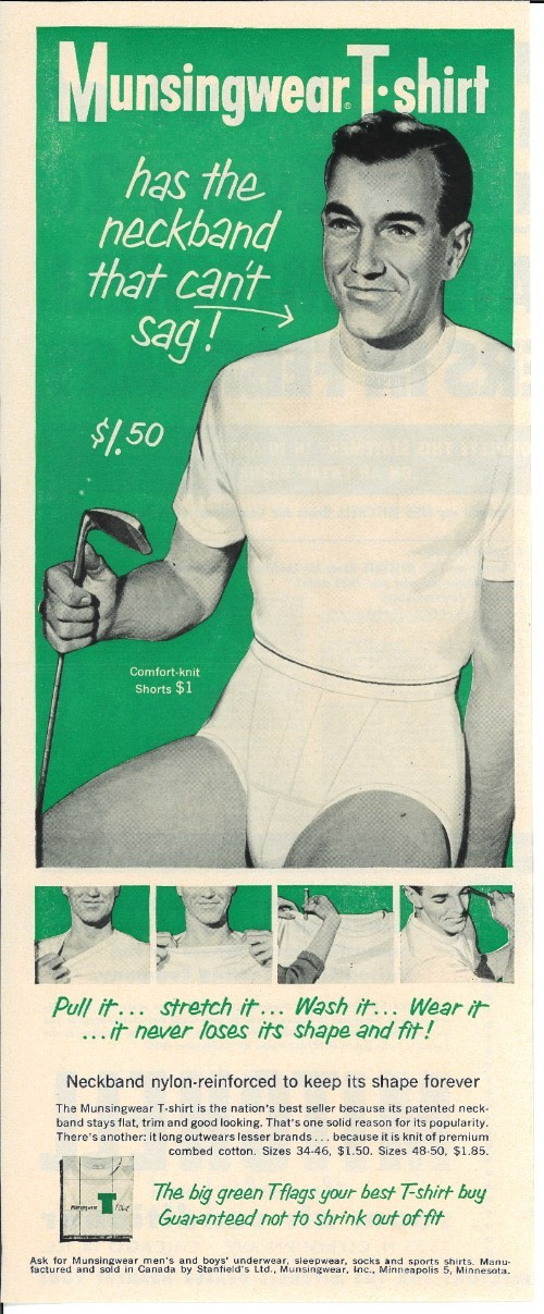 1955 MUNSINGWEAR T-Shirt Underwear Golf Vintage Magazine Print Ad