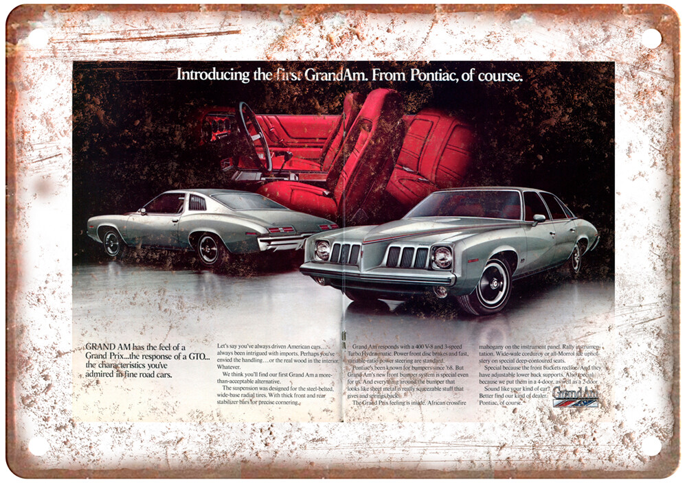 Vintage 1972 Pontiac Grand Am 2 Auto Ad Reproduction Metal Sign A12344 Vintage 1972 Pontiac Grand Am 2 Auto Ad Reproduction Metal Sign A12344