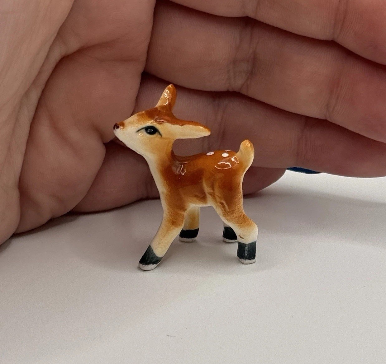 Vintage Ceramic Miniature Spotted Deer Fawn Doe Figurine Animal Trinket