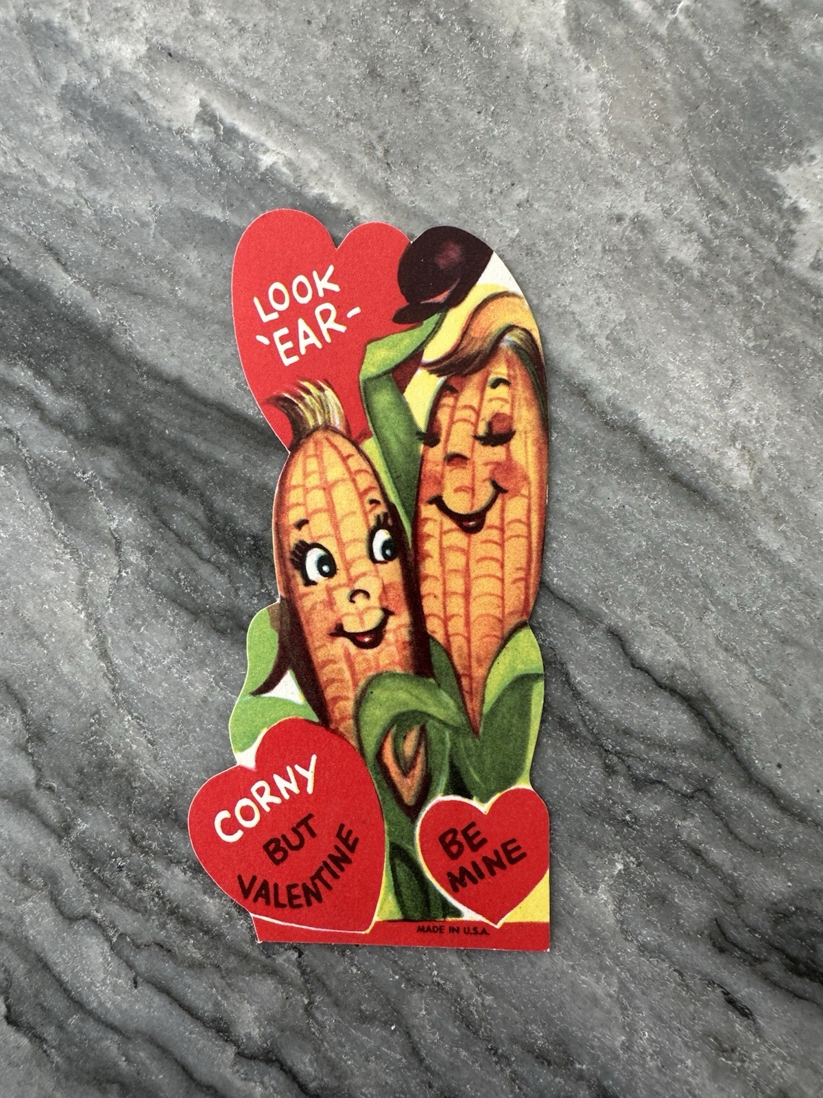 Unused NOS Vintage Valentine Anthropomorphic Corn Cob Rat Boy Girl Couple Kitsch