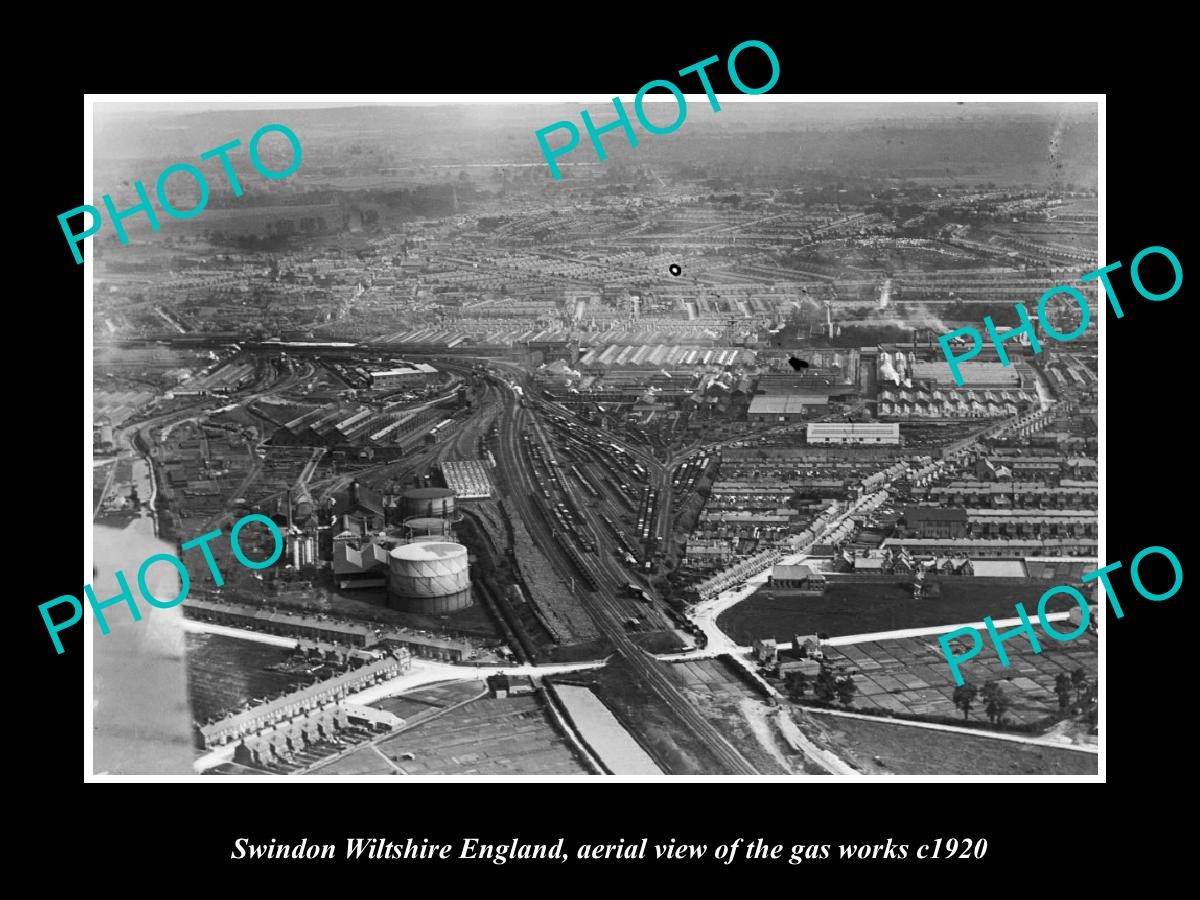 Swindon Wiltshire England Aerial View Gas Works c1920 Old Large Historic Photo