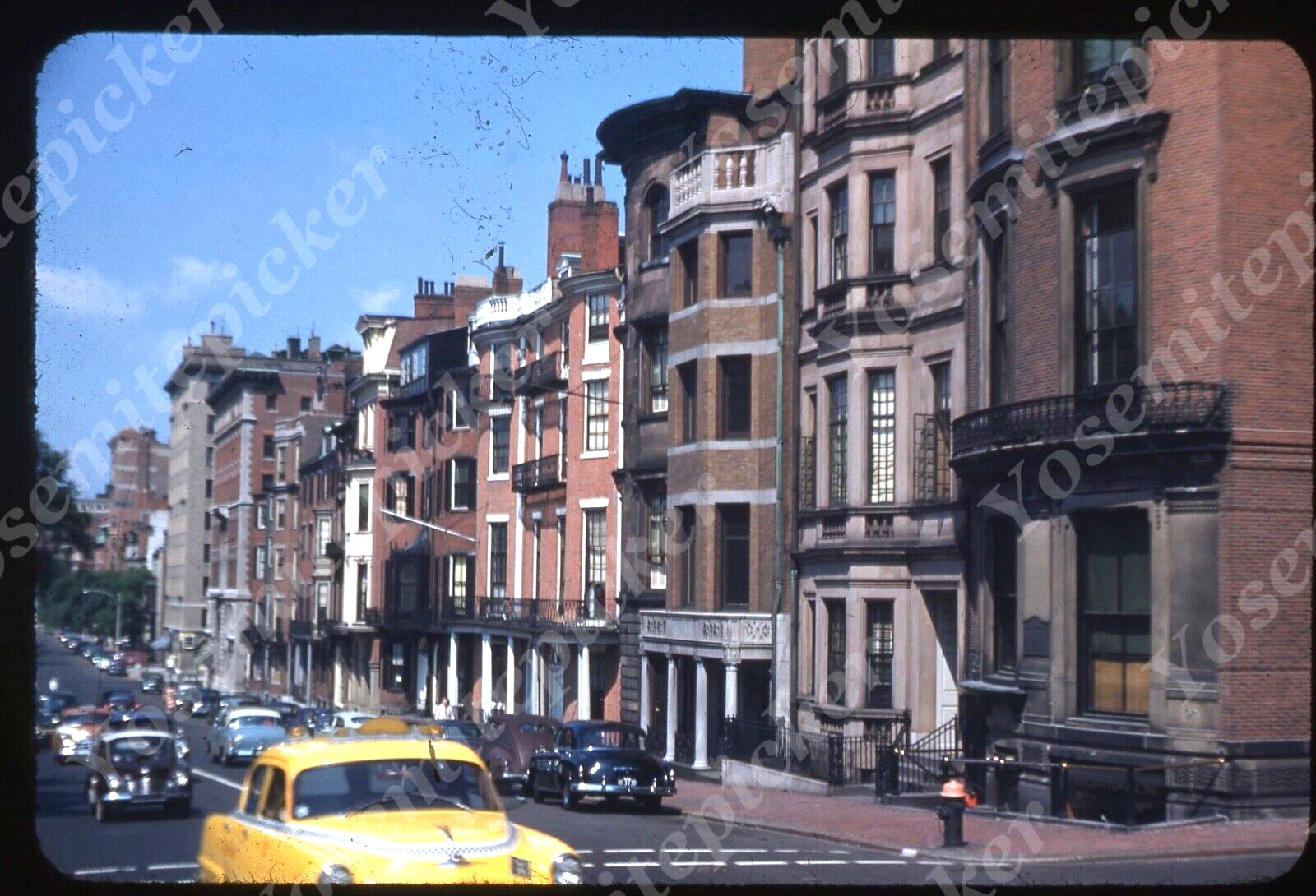 sl92 Original slide 1950's Red Kodachrome Boston street scene cars 603a sl92 Original slide 1950's Red Kodachrome Boston street scene cars 603a