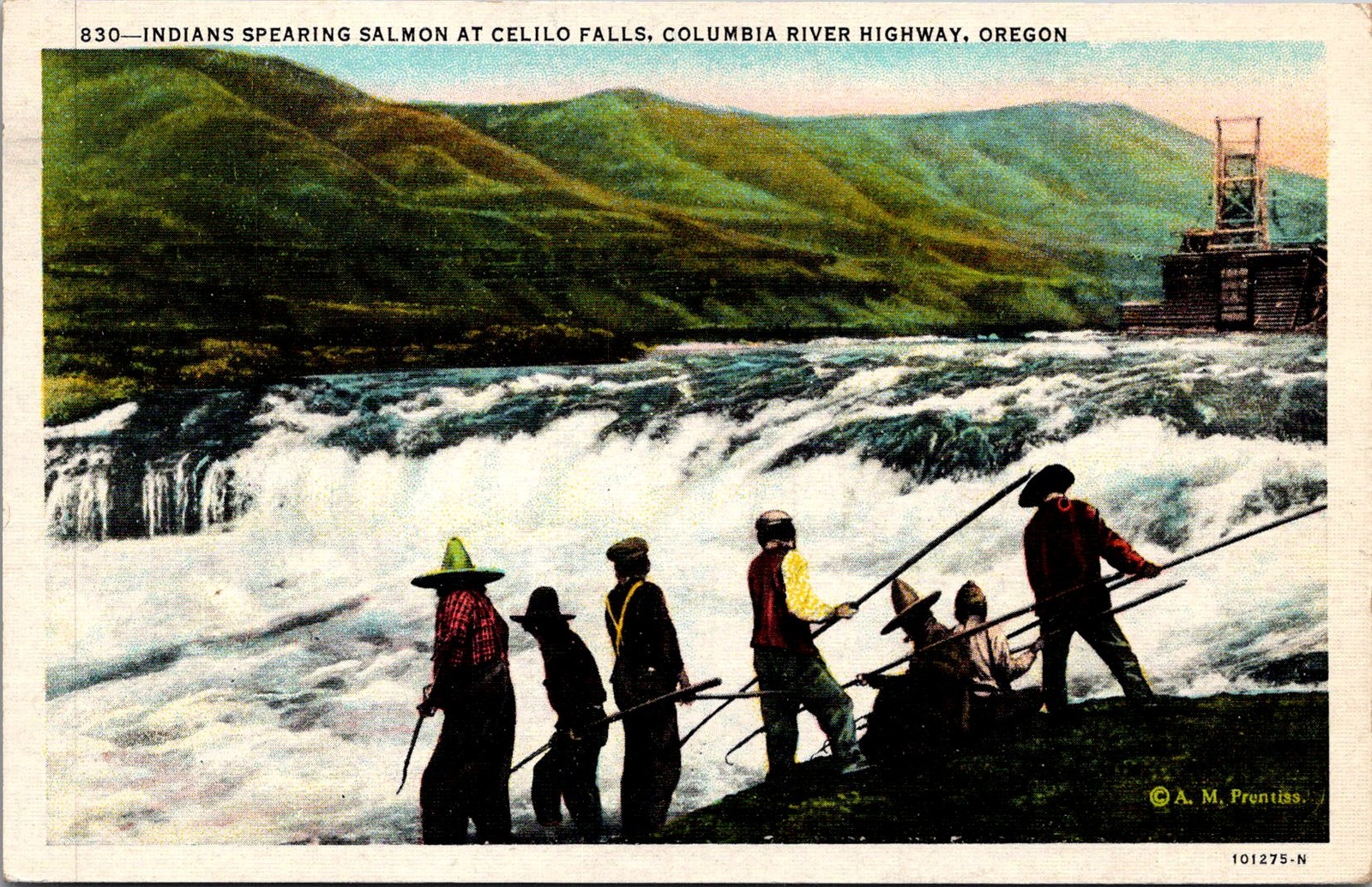Celilo Falls Oregon Salmon Spear Fishing Vintage Postcard 4P23-23 Celilo Falls Oregon Salmon Spear Fishing Vintage Postcard 4P23-23