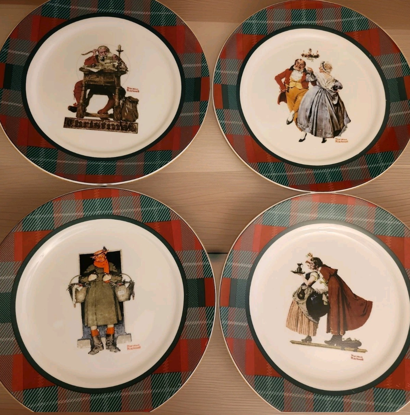 New Set of 4 Norman Rockwell The Saturday Evening Post Dinner Plates 10.5 in