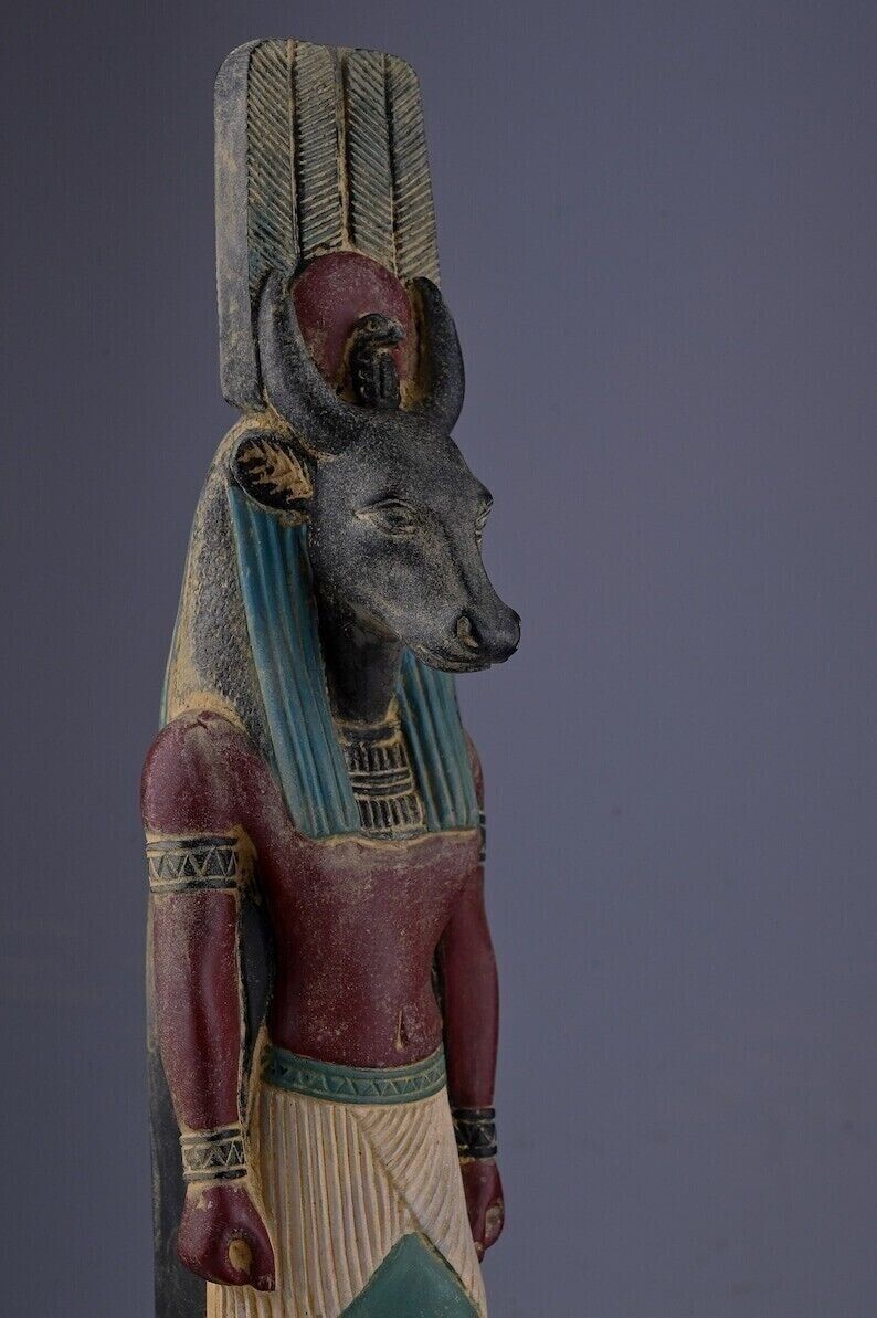 Rare Ancient Egyptian Antique goddess Hathor Cow Egyptian Pharaonic Statue BC