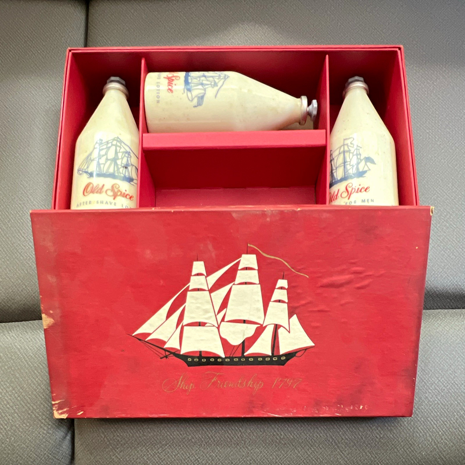 Old Spice Vintage Shaving Set Red Box w/ After Shave, Cream & Shaving Mug