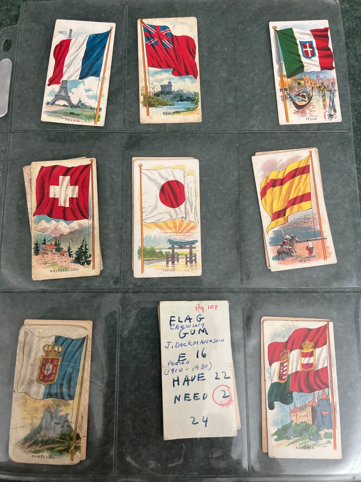 1910-1930 TOBACCO 22 CARD LOT FLAG CHEWING GUM JOHN DOCKMAN & SON 1910-1930 TOBACCO 22 CARD LOT FLAG CHEWING GUM JOHN DOCKMAN & SON