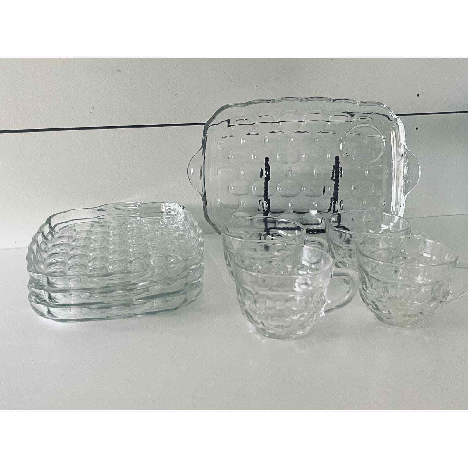 🍪 Vintage Federal Glass Yorktown Colonial Snack Sets (4)