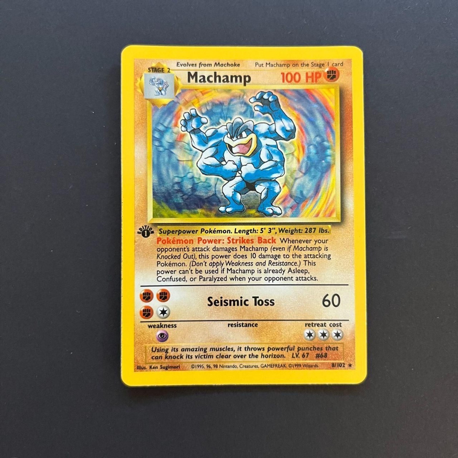 1999 Pokemon Base Set 1st Edition #8 Machamp Holo