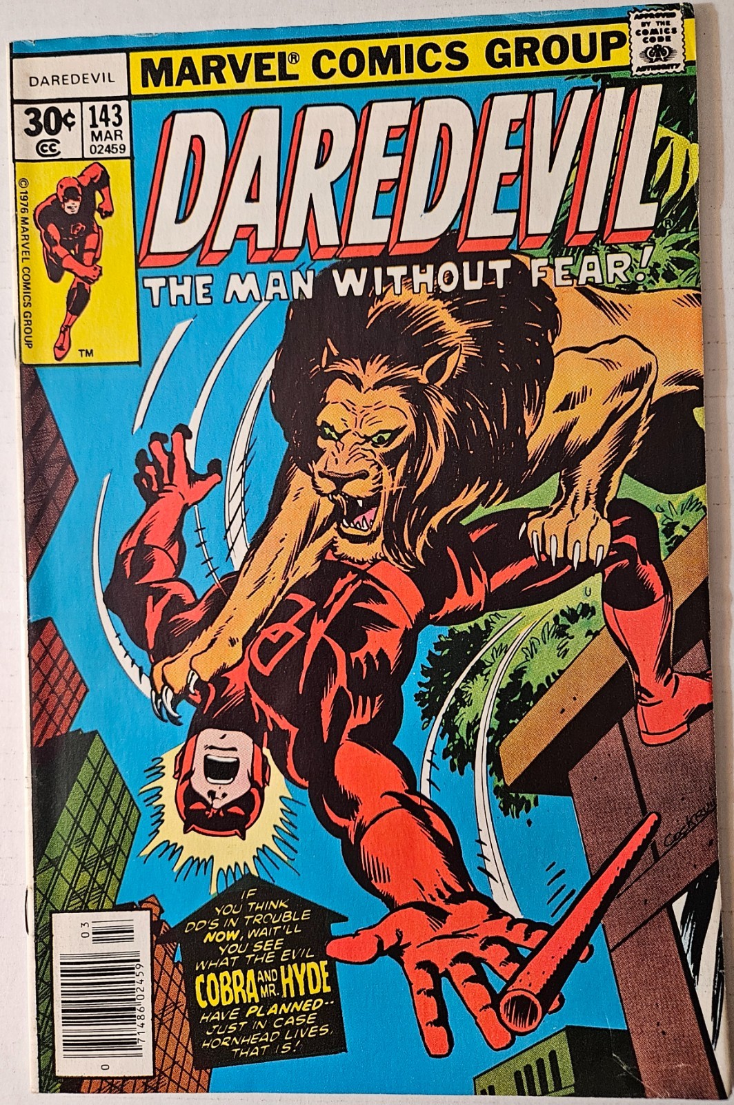 Daredevil #143, Marvel Comics, 1977. F/VF. Daredevil #143, Marvel Comics, 1977. F/VF.