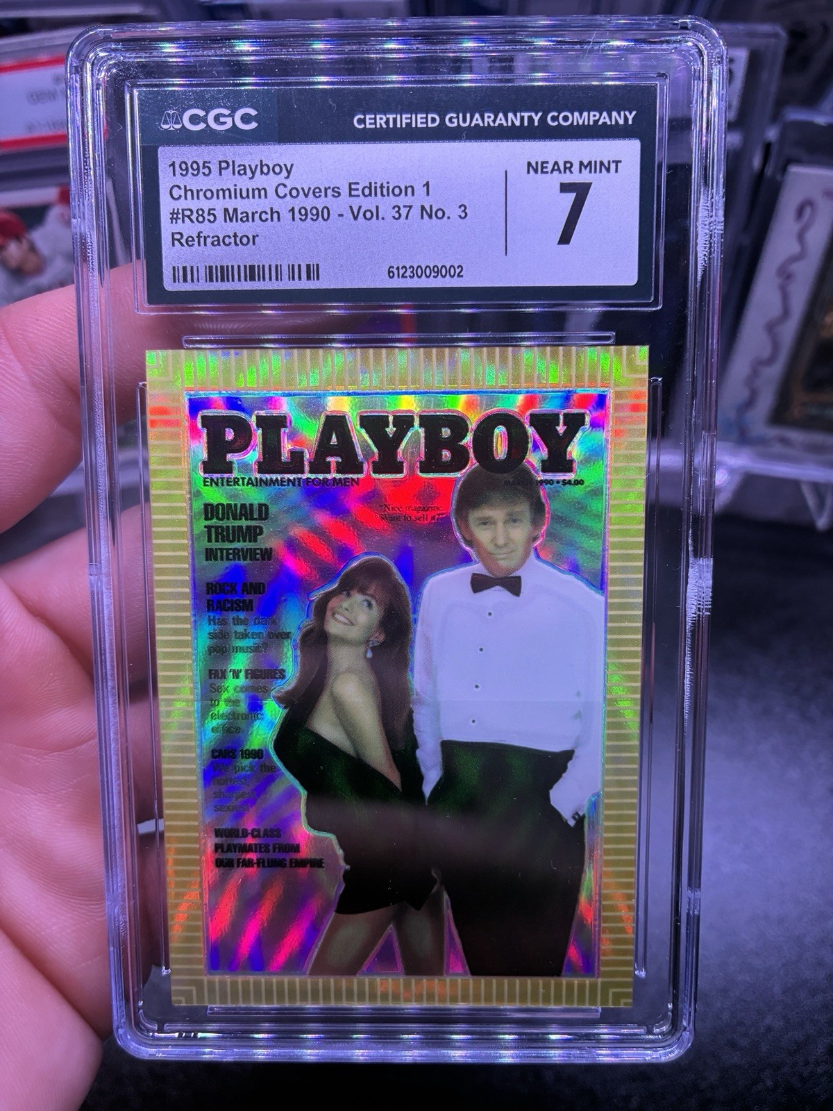 1995 Playboy Chromium Donald Trump Refractor #R85 March 1990 Cover 1995 Playboy Chromium Donald Trump Refractor #R85 March 1990 Cover