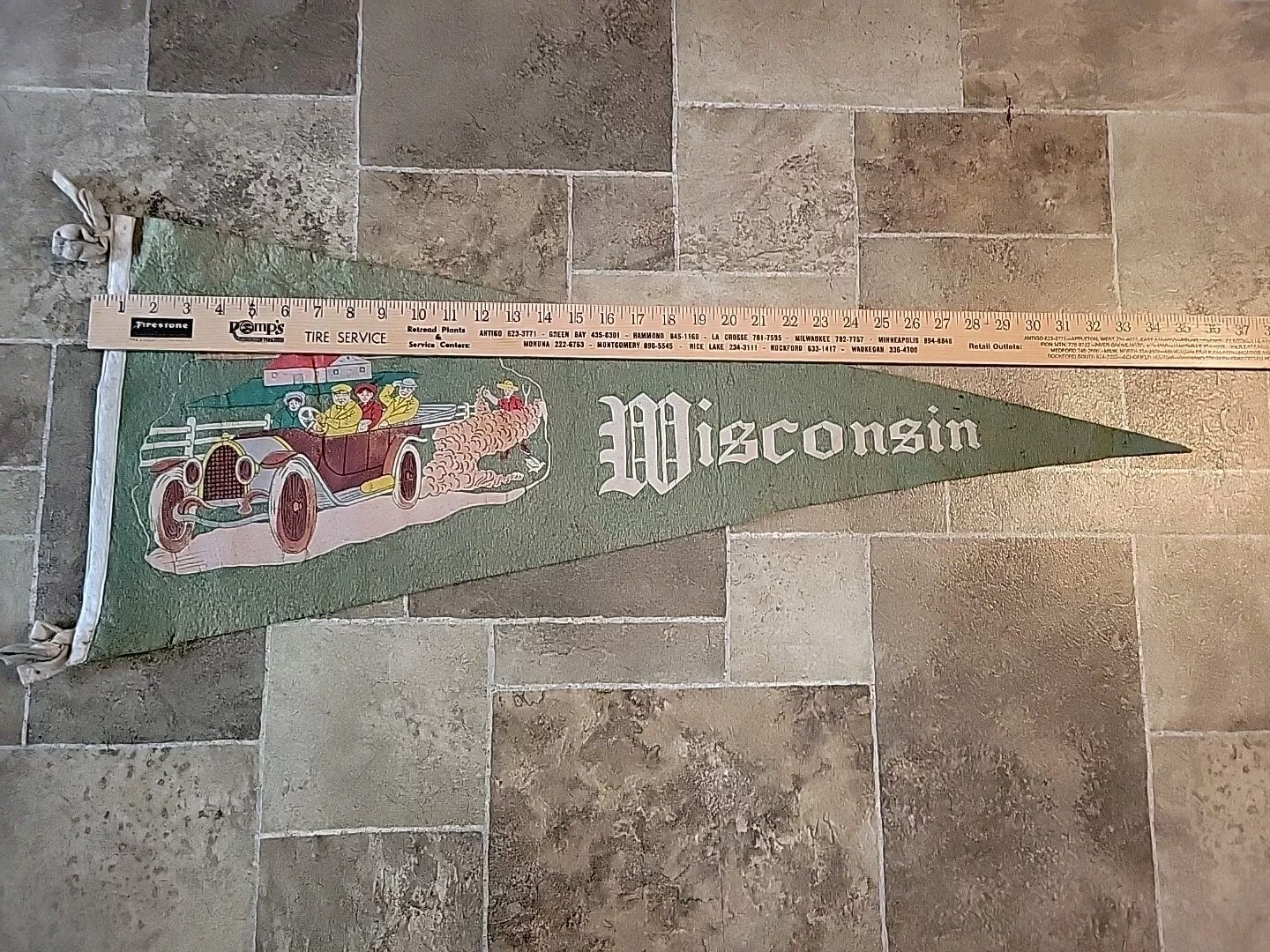(VTG) 1915-20 Packard Car With People Wisconsin Farm Banner Felt Pennant (VTG) 1915-20 Packard Car With People Wisconsin Farm Banner Felt Pennant