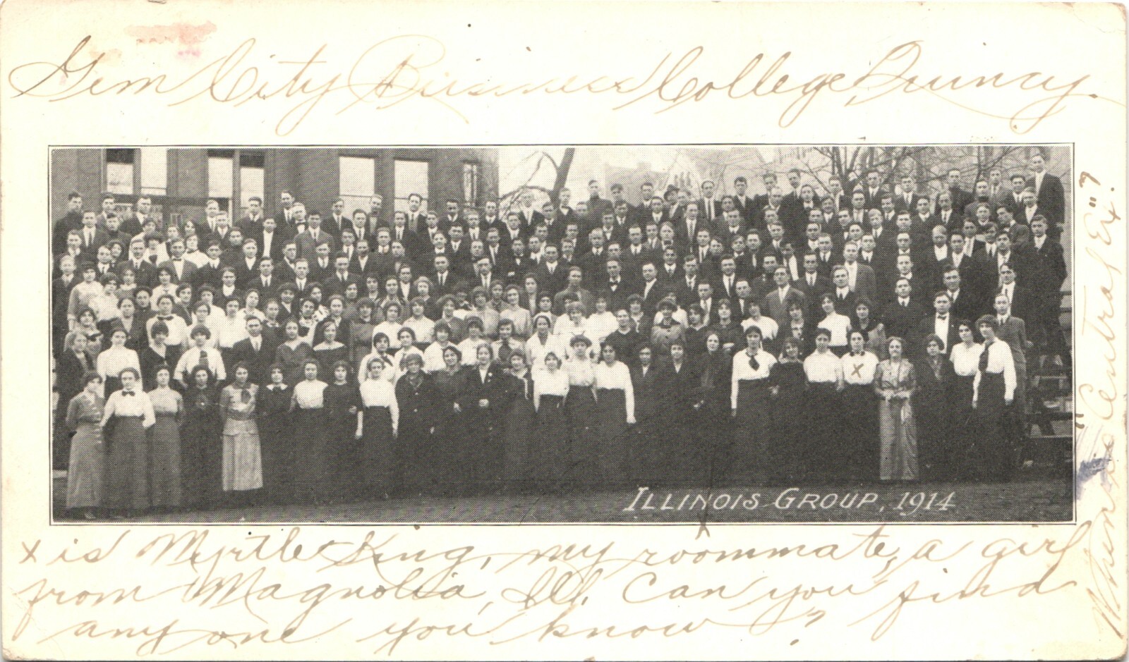 GEM CITY BUSINESS COLLEGE quincy il original antique postcard illinois students GEM CITY BUSINESS COLLEGE quincy il original antique postcard illinois students