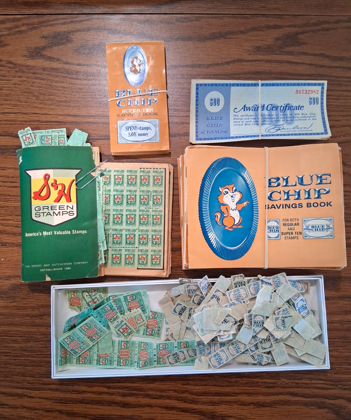 Blue Chip & S&H Trading Stamps Lot w/ Savings Book & Award Certificate