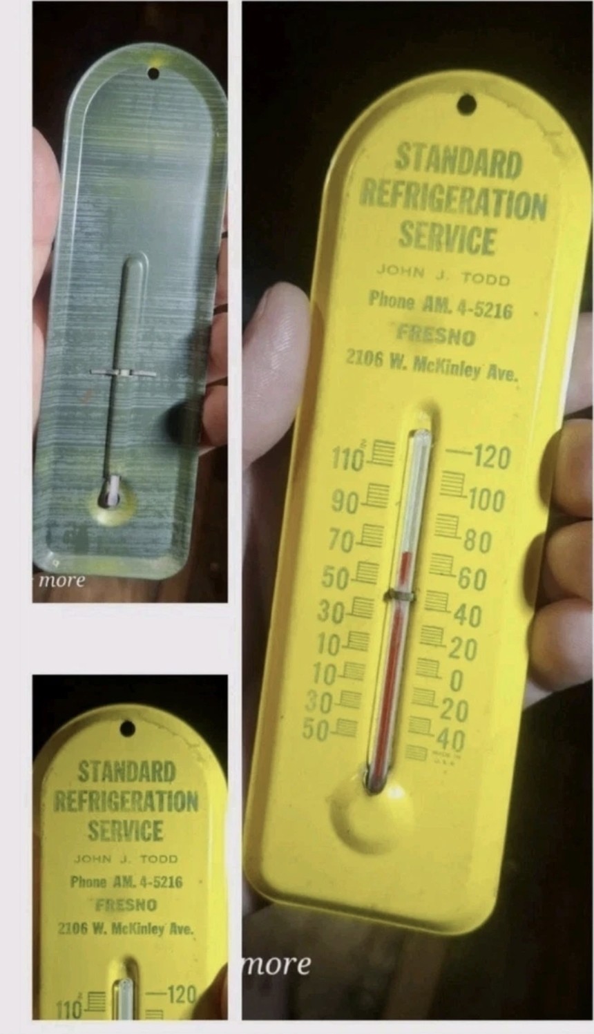 Vintage STANDARD REFRIGERATION SERVICE Fresno california JOHN TODD Thermometer Vintage STANDARD REFRIGERATION SERVICE Fresno california JOHN TODD Thermometer