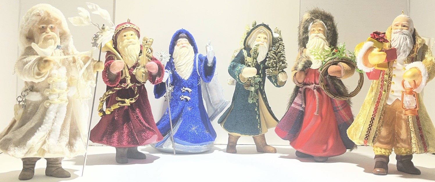 Hallmark Father Christmas Ornaments (1 Artist Signed) Lot of 6 Preowned No Boxes