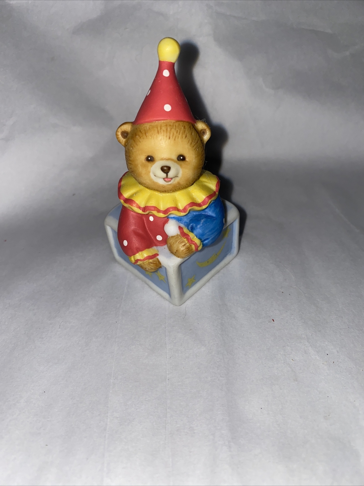 Bronson Teddy Bear Figurine Porcelain Bisque Art Bear Clown