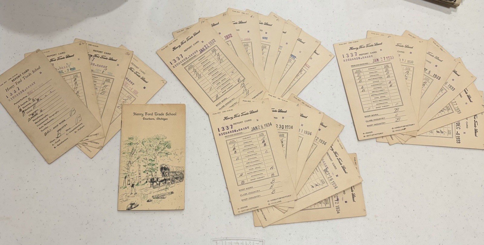 Henry Ford Trade School Report Cards And Brochure - Rare Vintage - Historical Henry Ford Trade School Report Cards And Brochure - Rare Vintage - Historical