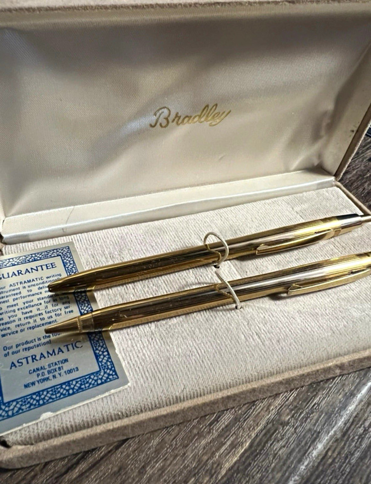 Vintage Bradley Pen & Pencil Writing Instrument Set w/ Case & Guarantee Card