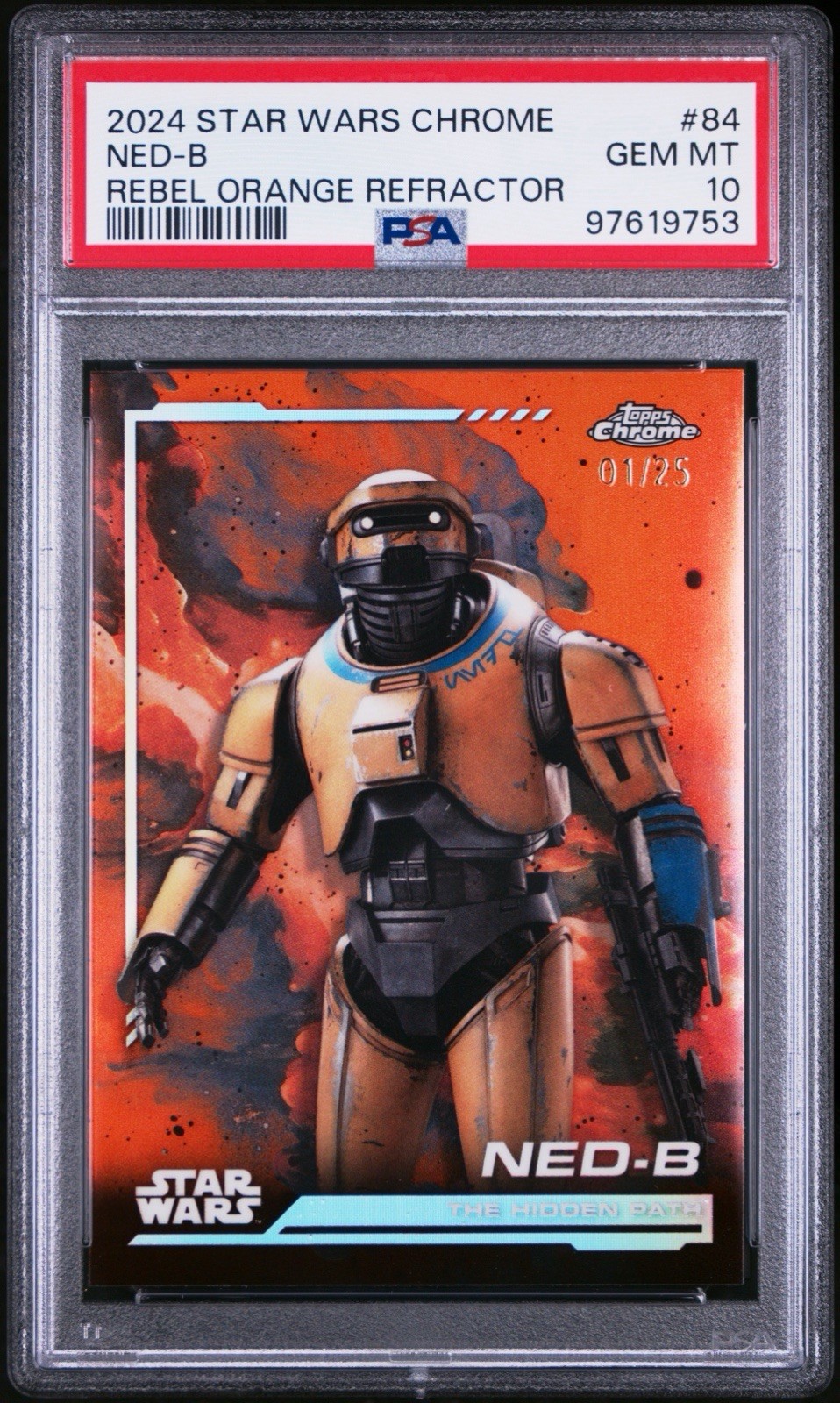 2024 TOPPS CHROME STAR WARS #84 NED-B REBEL ORANGE REFRACTOR