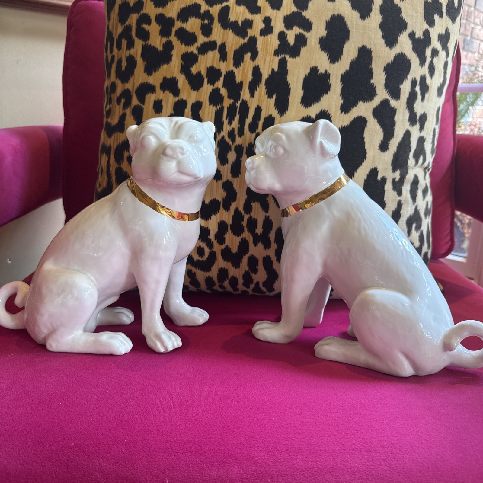 Cecil Cream Pug Pair statues by Port 68 in collaboration with Madcap Cottage Cecil Cream Pug Pair statues by Port 68 in collaboration with Madcap Cottage