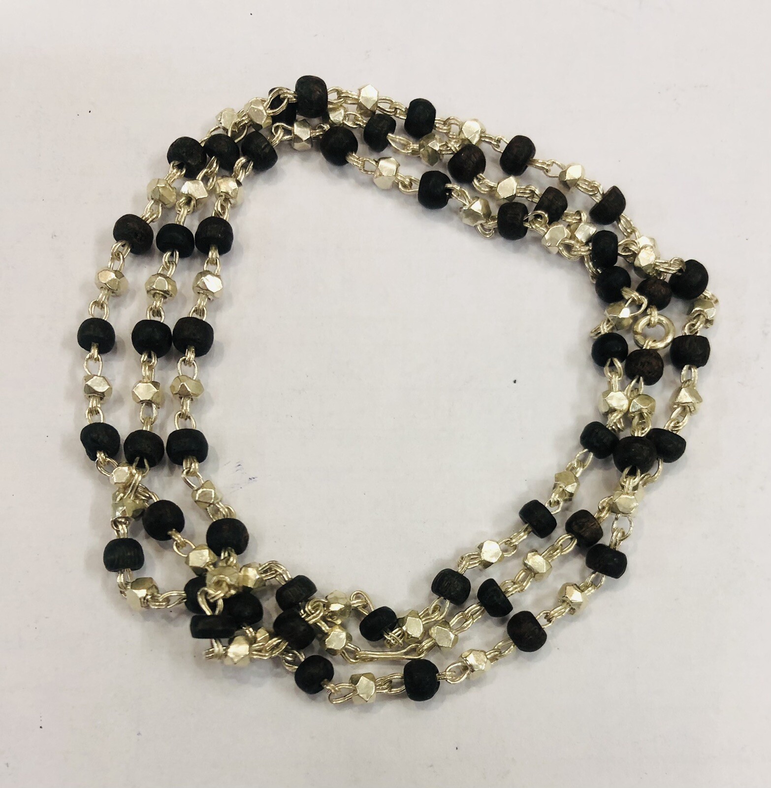 Black TULSI TULASI Mala with 925 Sterling Silver Beads 23 inch Black TULSI TULASI Mala with 925 Sterling Silver Beads 23 inch