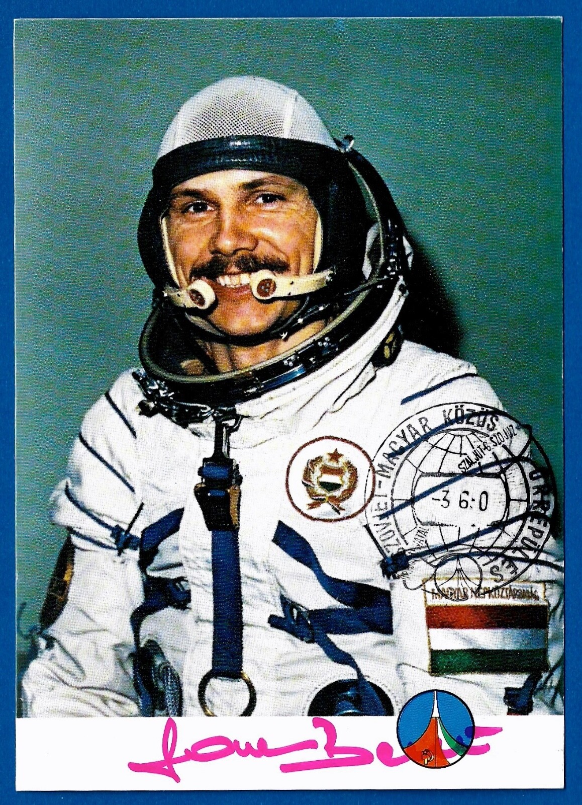 Bertalan Farkas First Hungarian cosmonaut signed postcard
