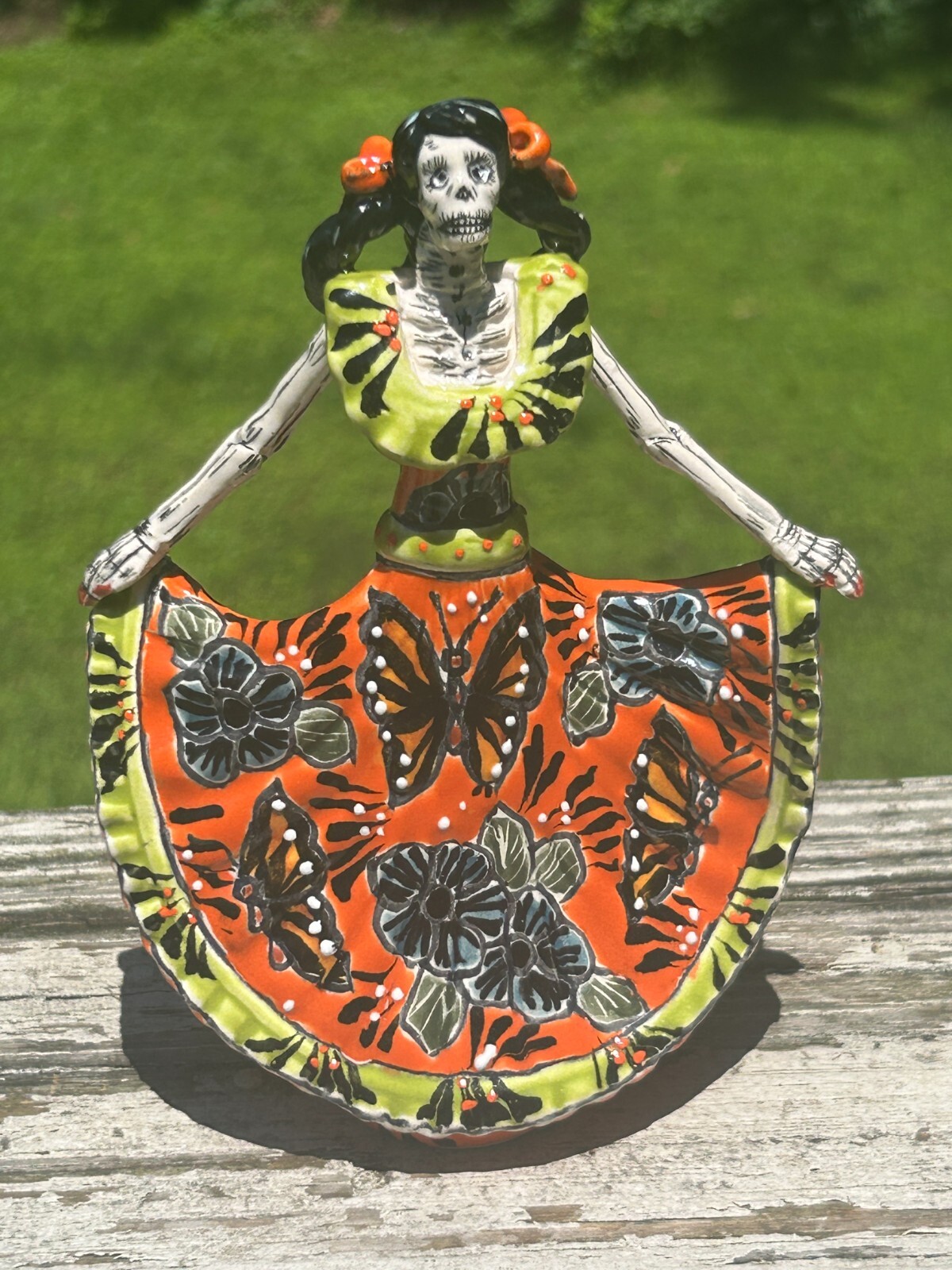 Bailarina Dancer Catrina Mini Talavera Statue 7\ Bailarina Dancer Catrina Mini Talavera Statue 7\
