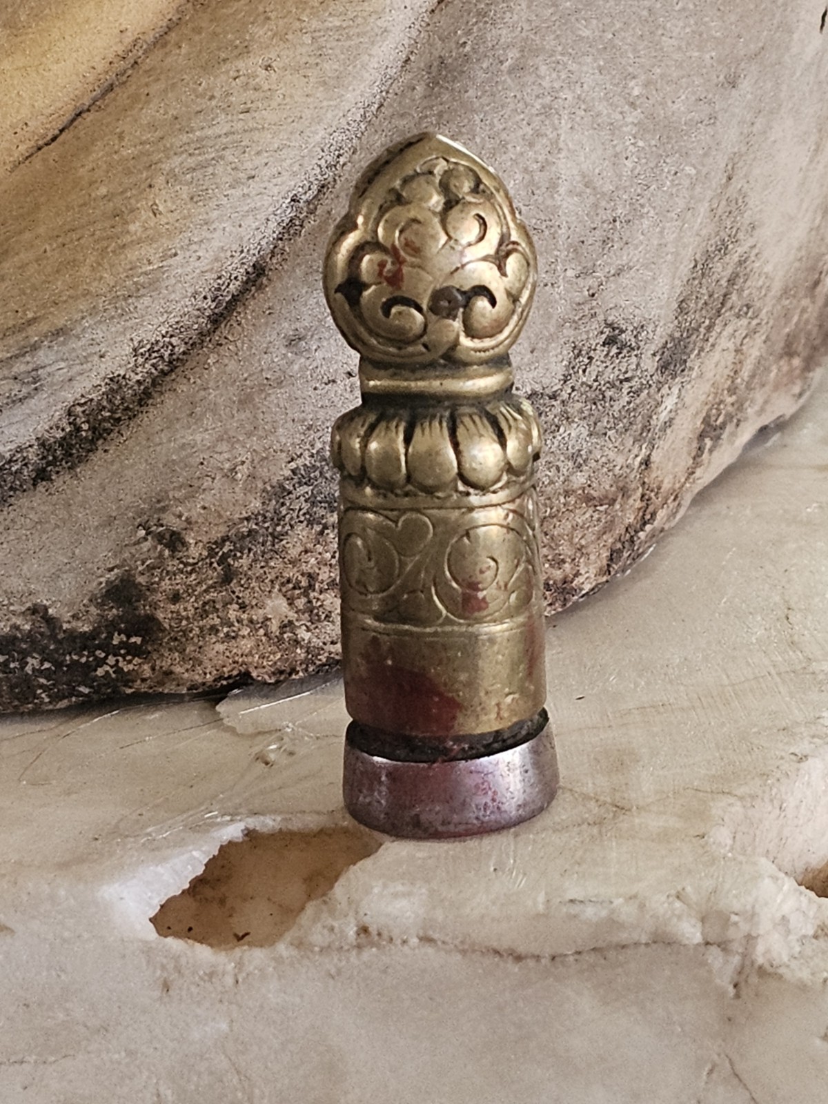 Real Tibet 19th Century Old Antique Buddhist Copper Iron Seal Stamper Amulet