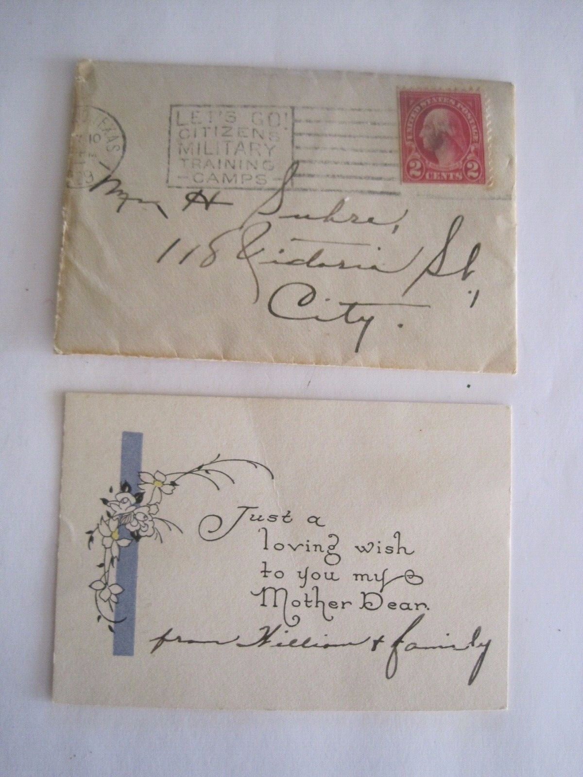 Citizen Military Training Camp Letter 1929 Mother\'s Day Wish Texas 4\
