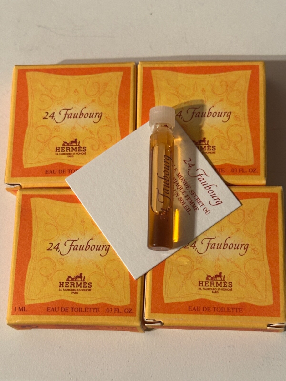 VINTAGE Original 90s LOT 4 HERMES EAU DE TOILETTE 24 FAUBOURG SAMPLES 1ml Each