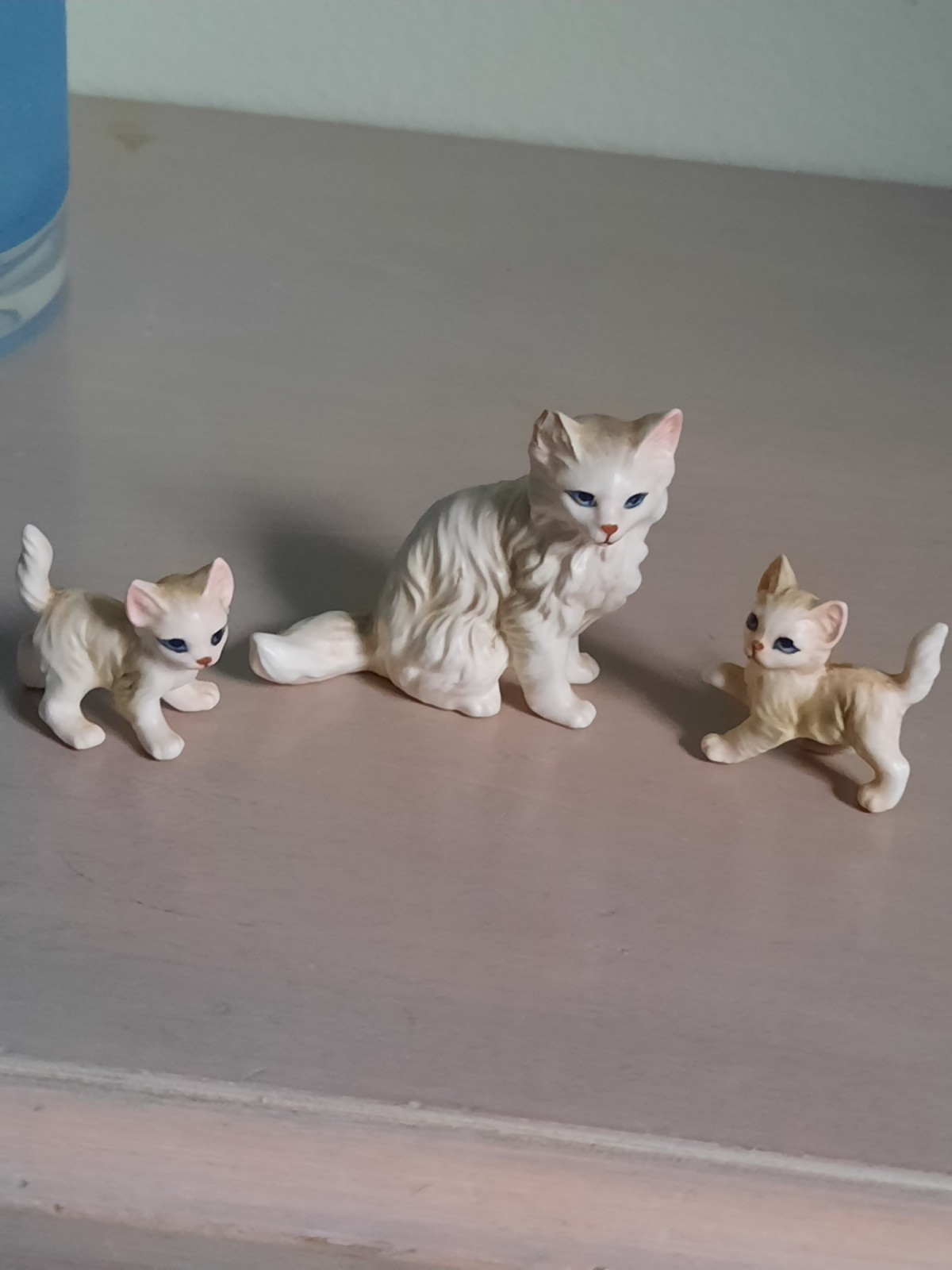 Vintage Lefton White Persian Cat Figurines Lot of 3