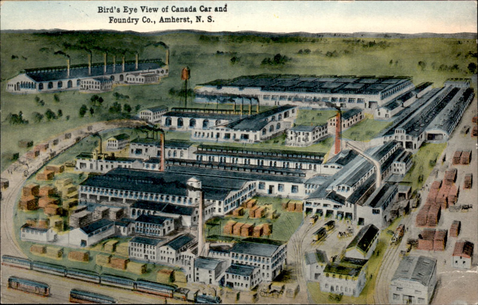Amherst Nova Scotia NS Canada Car & Foundry c1910 Vintage Postcard bhn