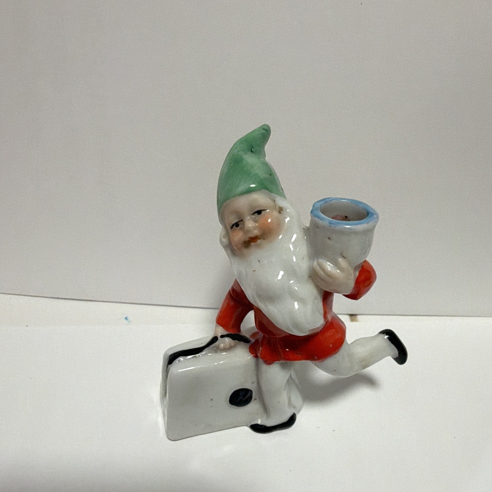 Vintage 1950s German Porcelain Christmas Gnome Candle Hugger stamped 42 Vintage 1950s German Porcelain Christmas Gnome Candle Hugger stamped 42