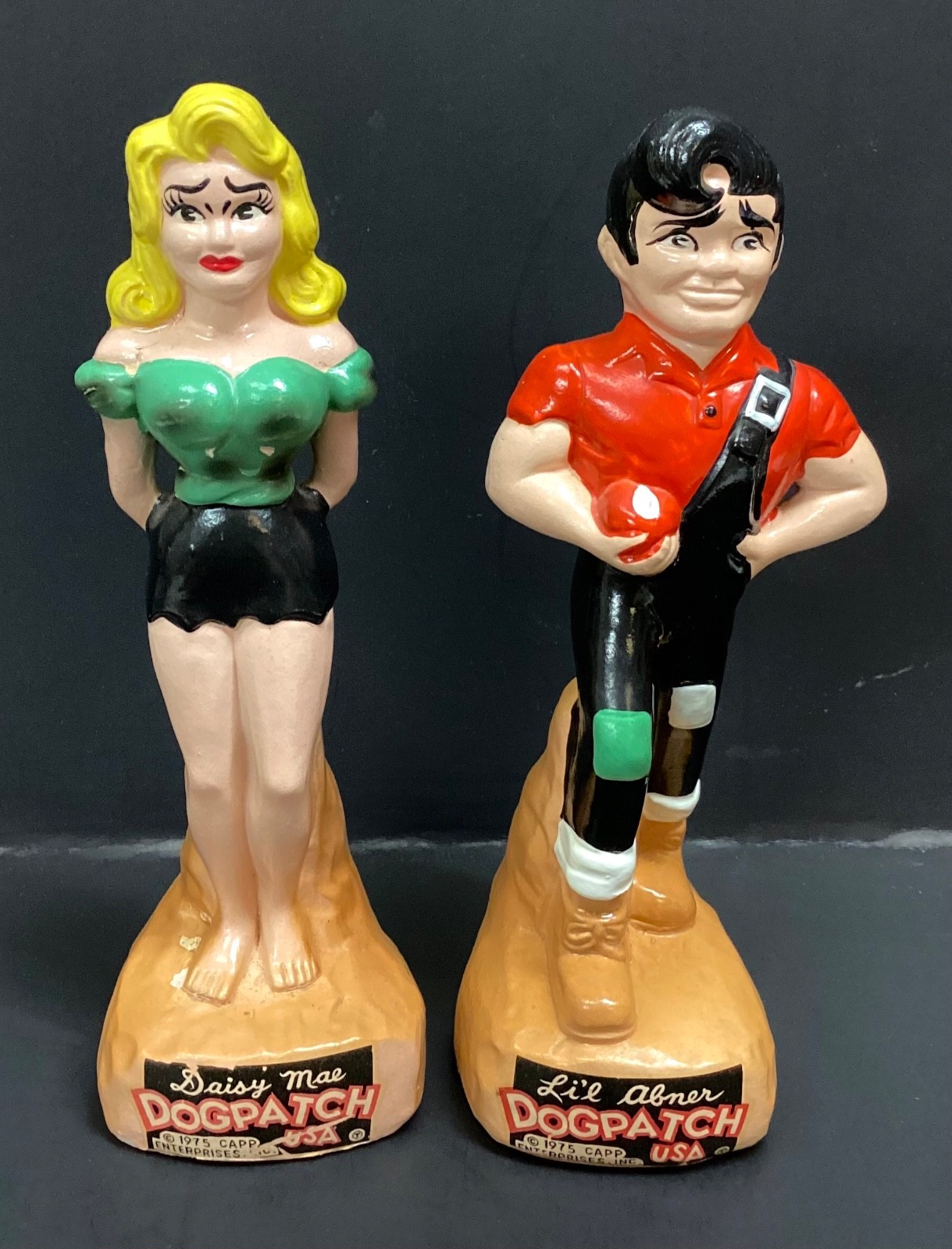 Vintage DOGPATCH Daisy Mae & Li\'l Abner Piggy Bank Statues Lot of Two