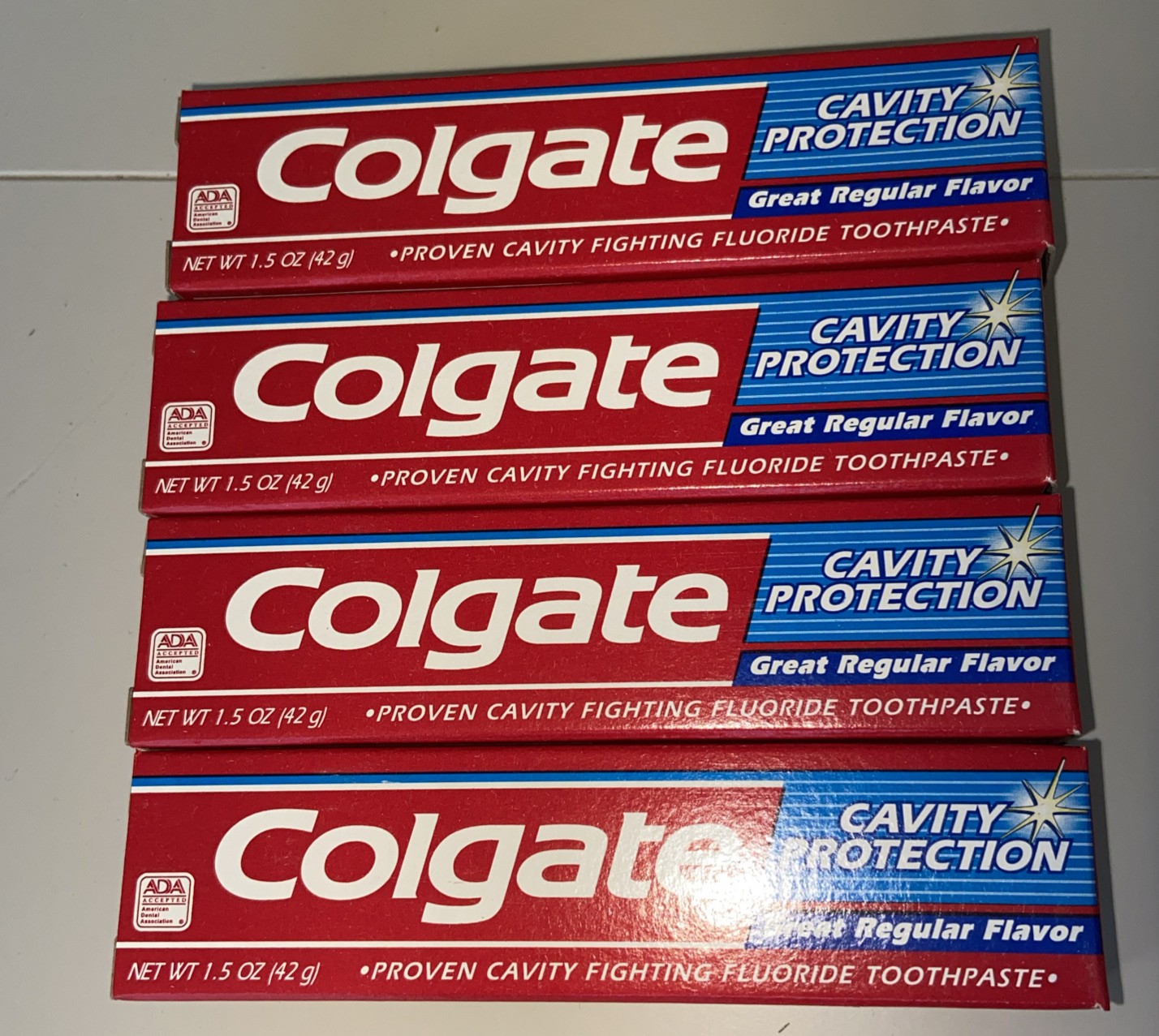 4 Vintage 1990’s Unused Colgate Toothpaste Boxed TV Movie Prop 1.5 Oz 1996 NOS 4 Vintage 1990’s Unused Colgate Toothpaste Boxed TV Movie Prop 1.5 Oz 1996 NOS