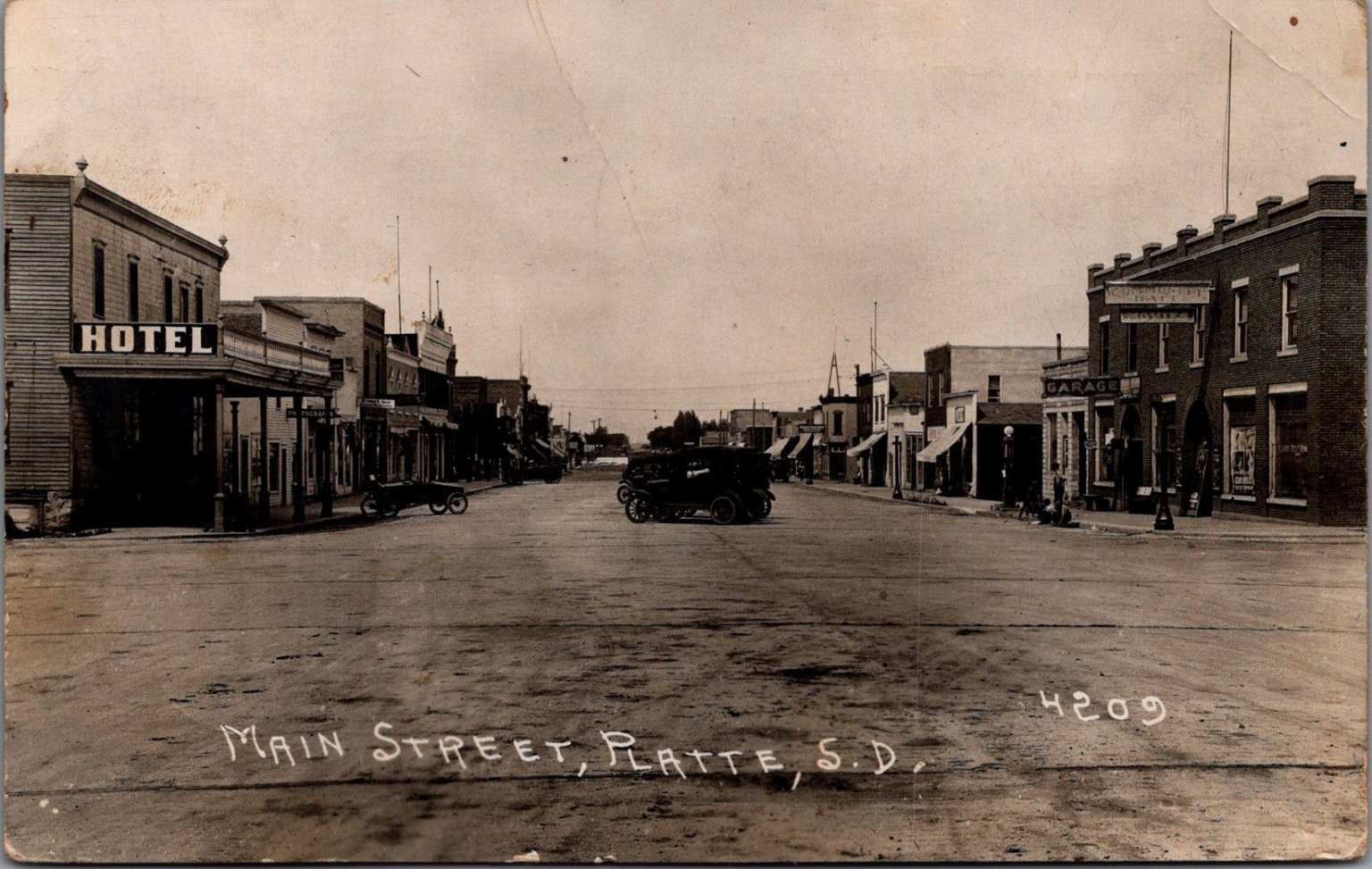 Vintage RPPC Main Street Platte SD 1923 Real Photo Postcard Hotel Garage Auto Vintage RPPC Main Street Platte SD 1923 Real Photo Postcard Hotel Garage Auto