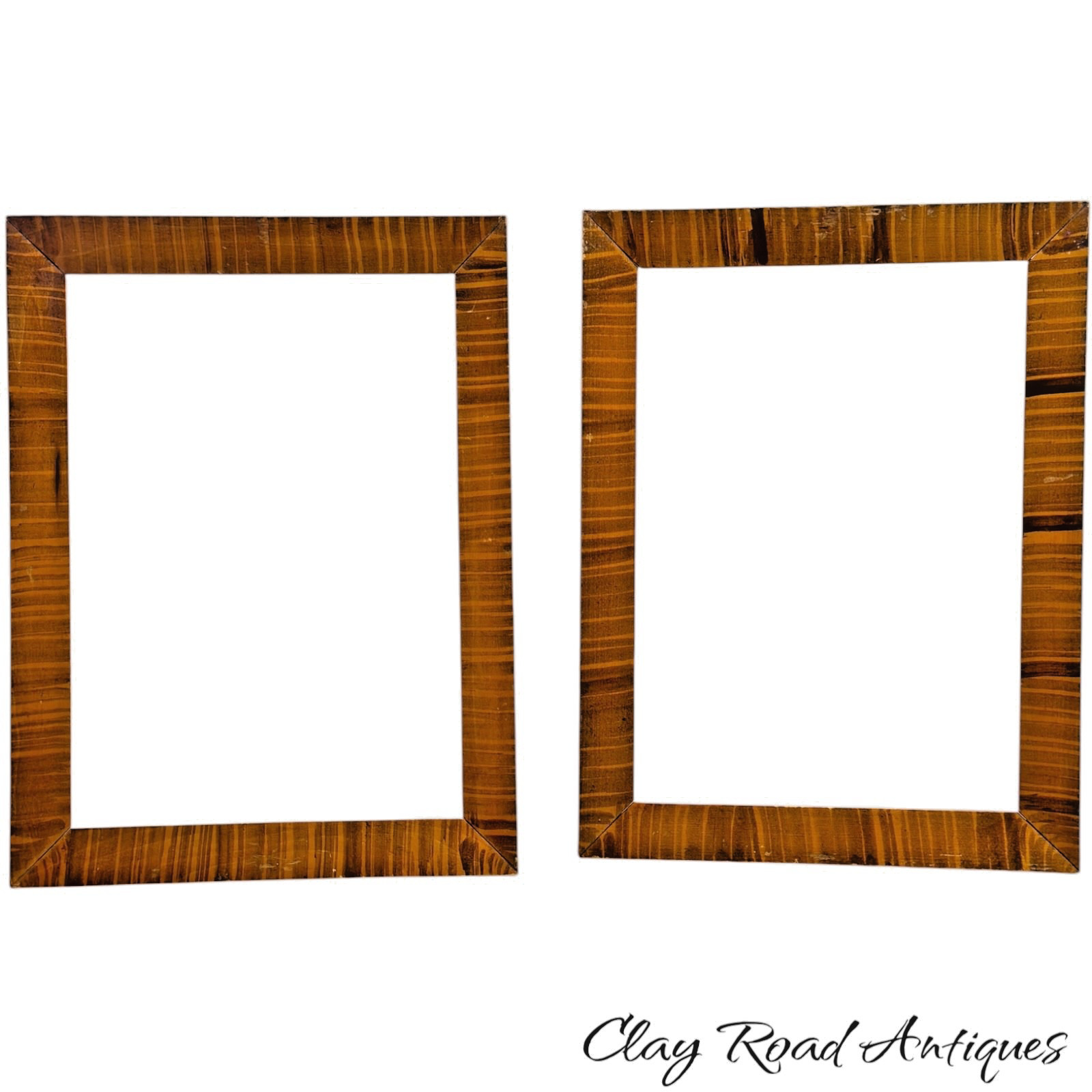 Pair Antique style American faux Tiger Maple Picture Frames Curly folk art Pair Antique style American faux Tiger Maple Picture Frames Curly folk art