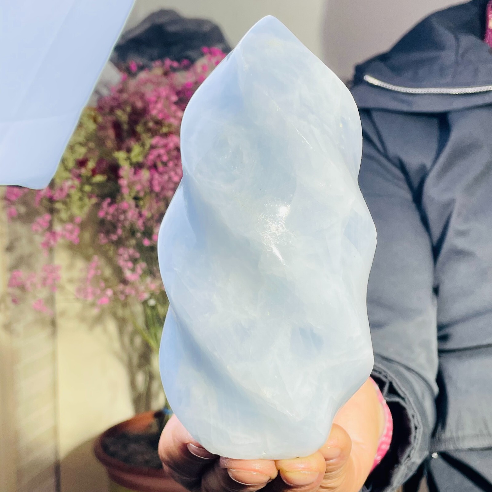 2.62lb Large Natural Blue Celestite Quartz Crystal Torch Point Specimen Healing