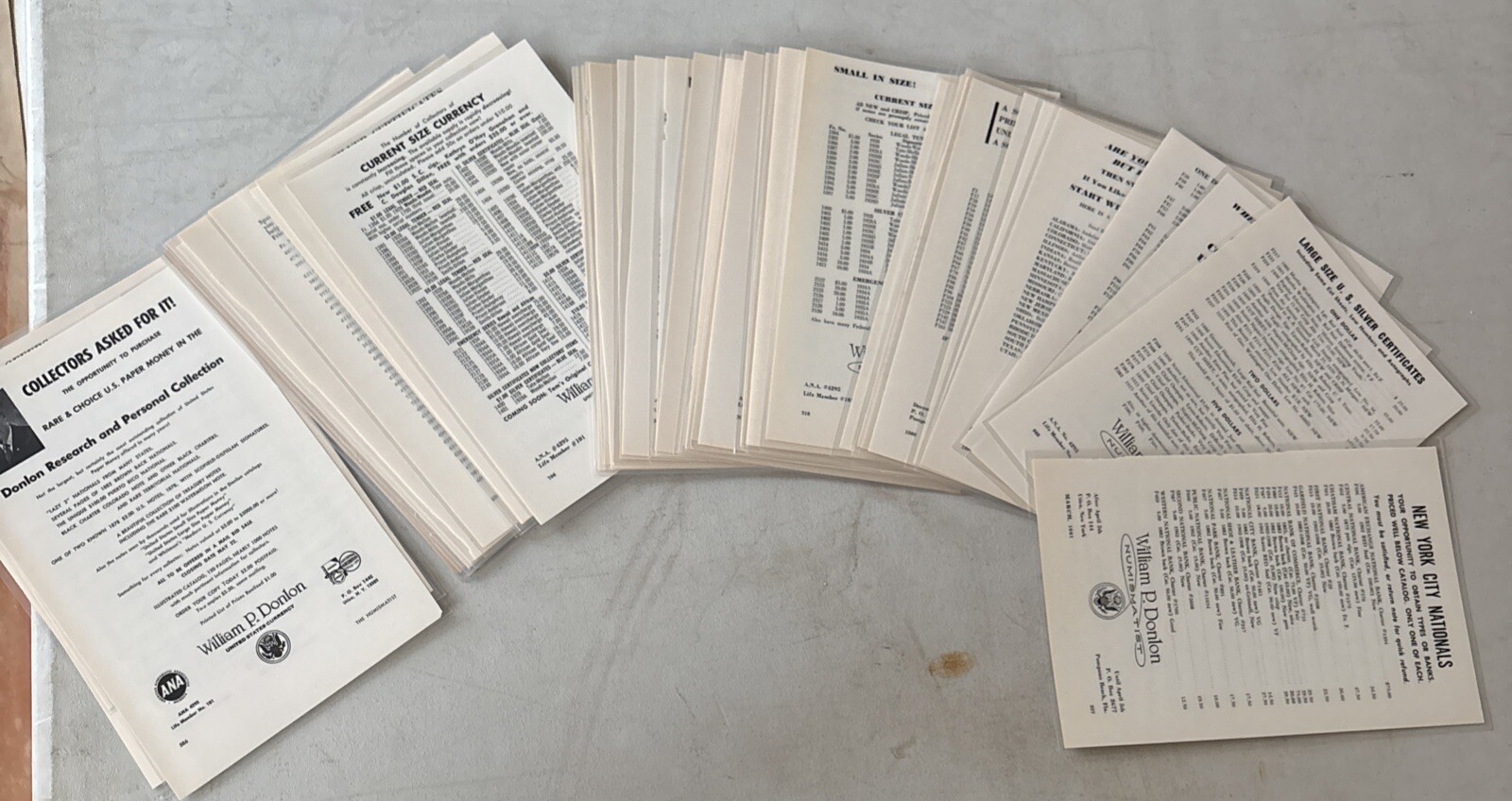 Lot: 45+ Vintage 1960s Laminated Ads William P Donlon Numismatics Currency Coins Lot: 45+ Vintage 1960s Laminated Ads William P Donlon Numismatics Currency Coins