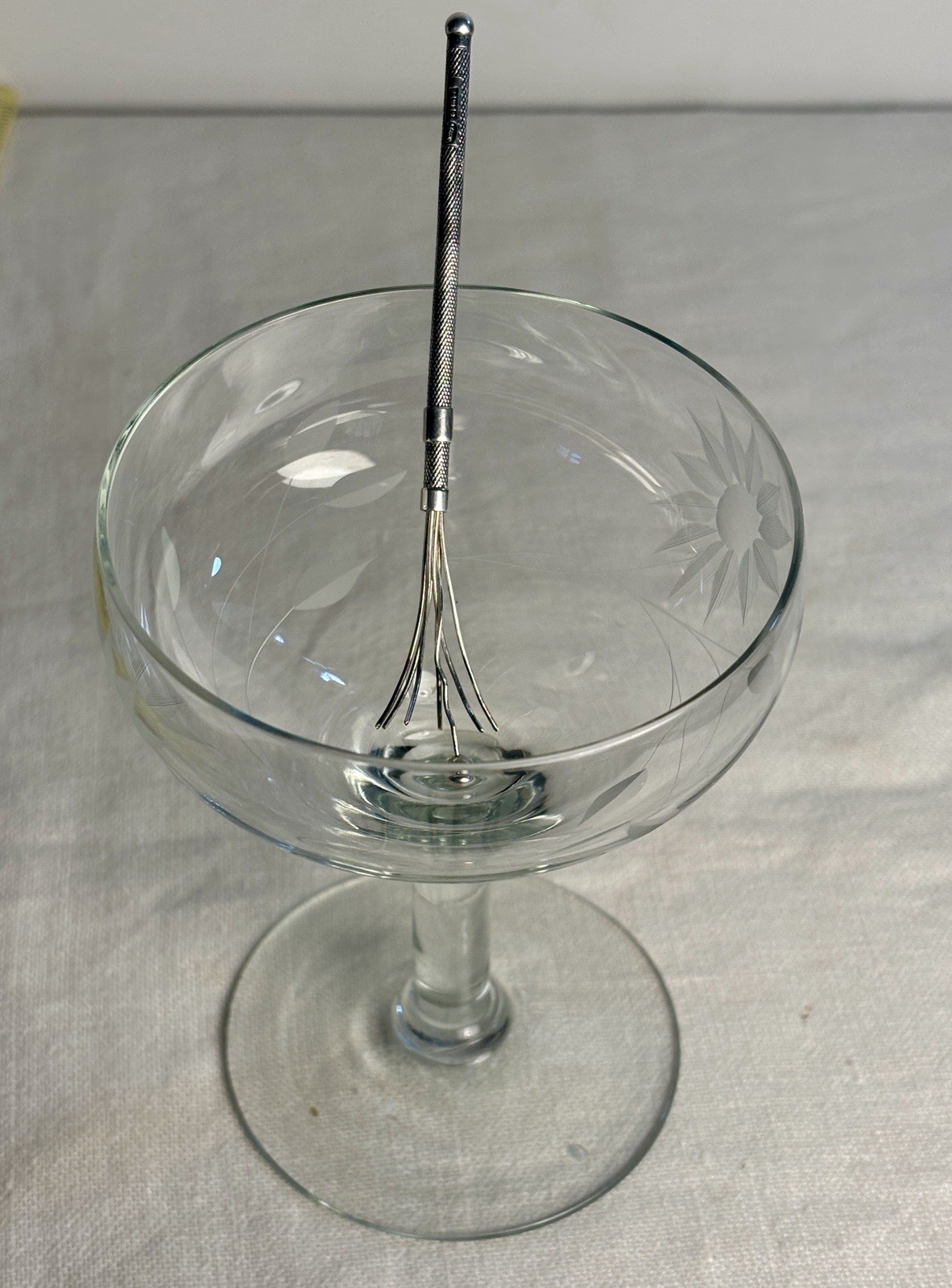 Vintage Sterling Champagne Retractable Swizzle Stick Art Deco England 1930s