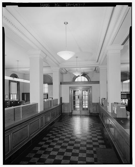 Photo:Old U.S. Customs House Interior First Floor Counters Doors 1900s