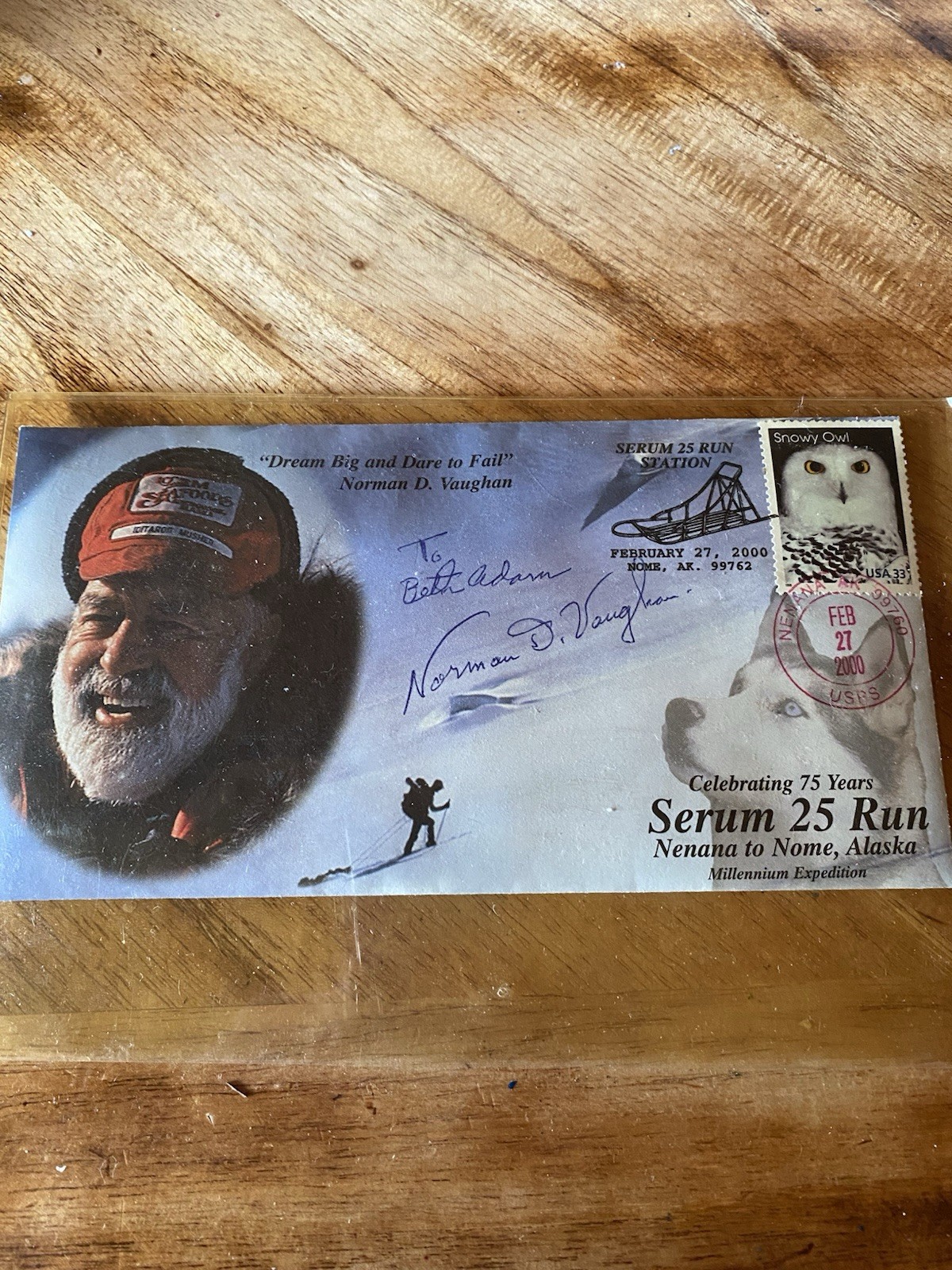 2000 Norman D. Vaughan Signed Serum 25 Run Cover Alaska + Newspaper Clippings