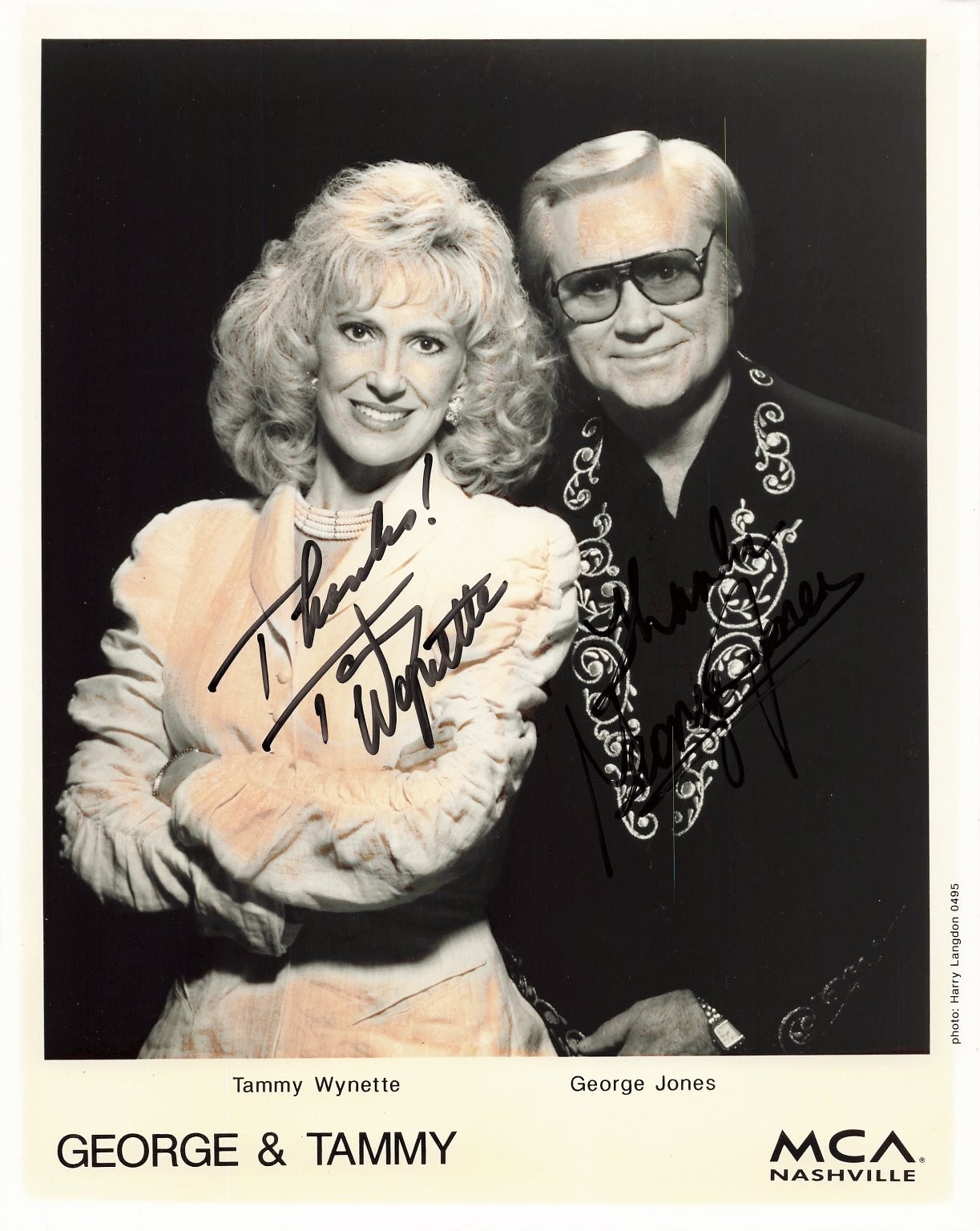 Tammy Wynette George Jones Autograph Signed 8x10 Photo MCA Nashville Country