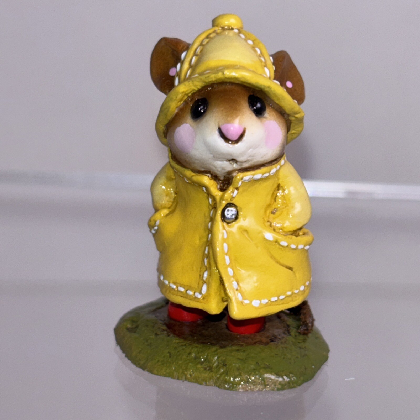 WEE FOREST FOLK M-180 (4) April Showers, Mouse in YellowSlicker&Hat,Red Boots WEE FOREST FOLK M-180 (4) April Showers, Mouse in YellowSlicker&Hat,Red Boots