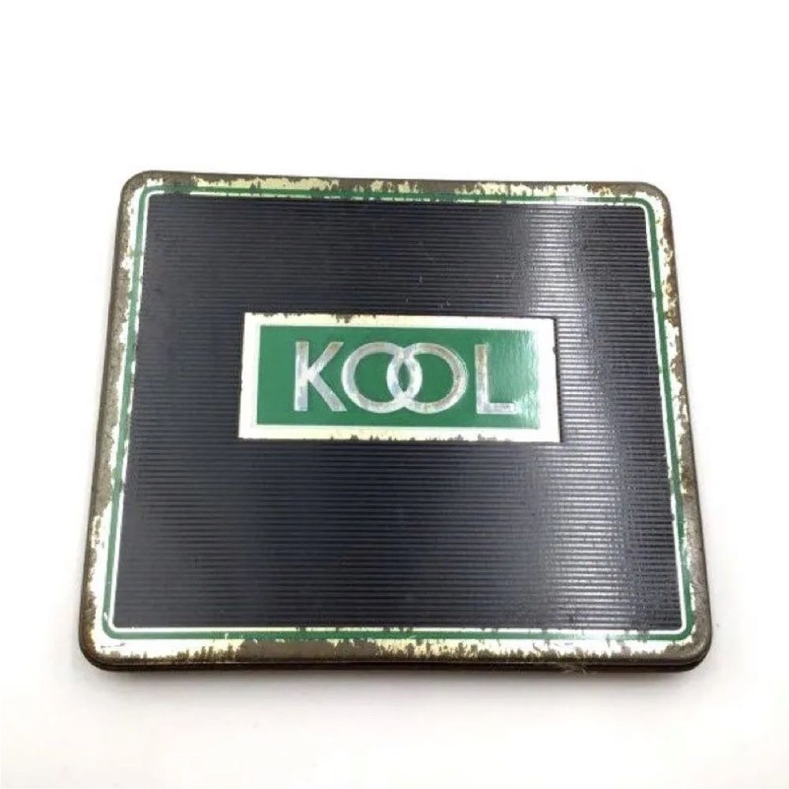 Vintage Antique Kool Black Tobacciana Cigarette Case Tin Square - Distressed